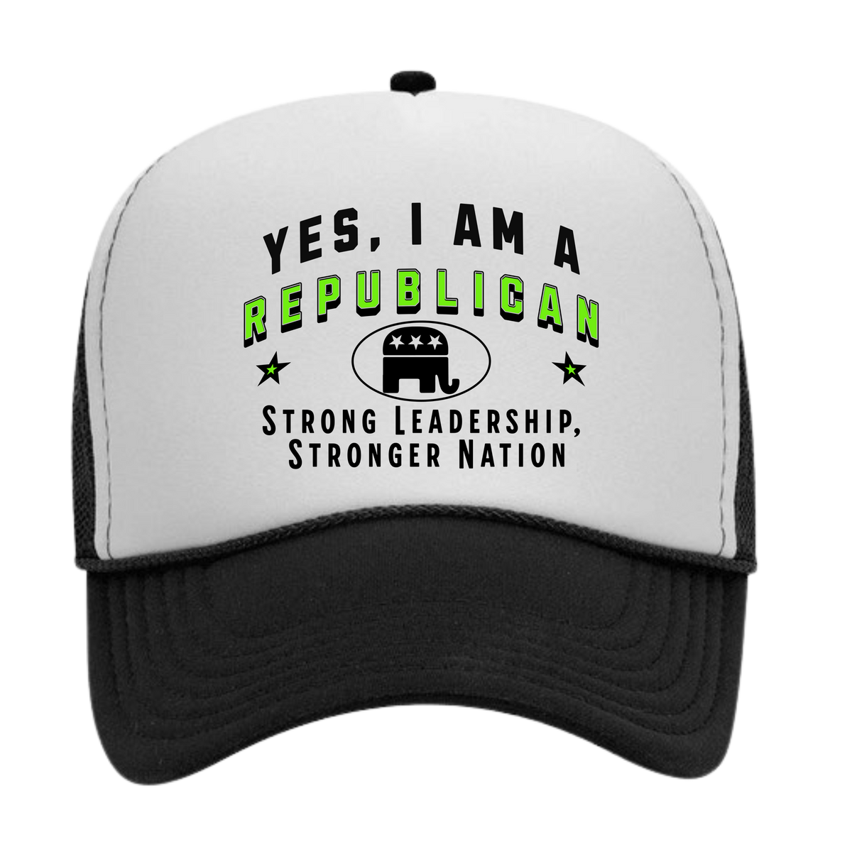 YES, I AM A REPUBLICAN&quot; Trucker Hat – Strong Leadership, Stronger Nation | Adjustable Mesh-Back Cap for Political Enthusiasts