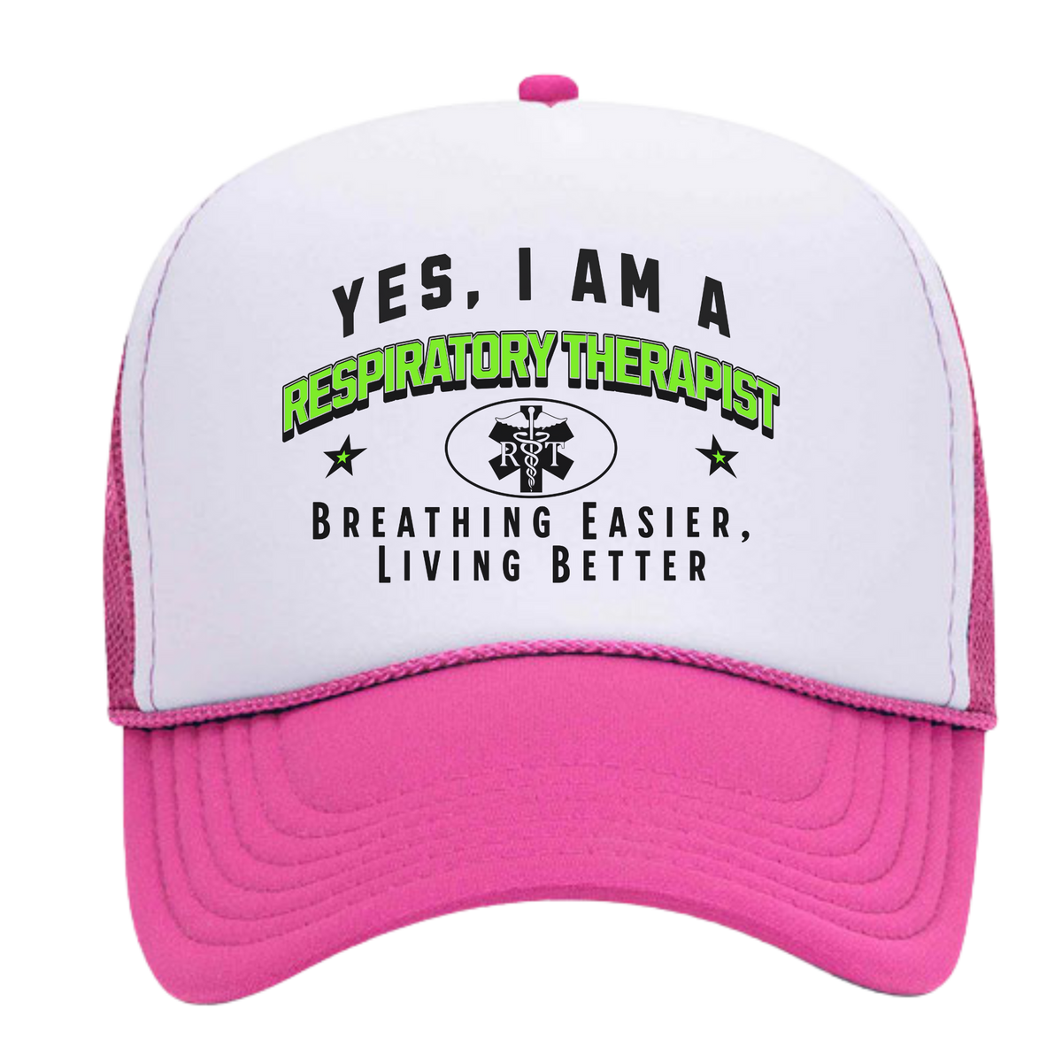 YES, I AM A RESPIRATORY THERAPIST&quot; Trucker Hat – Breathing Easier, Living Better | Adjustable Mesh-Back Cap for Healthcare Professionals