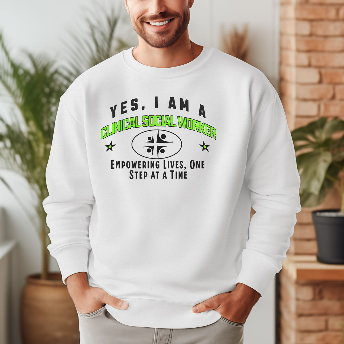 Yes, I Am a Clinical Social Worker: Empowering Lives Crewneck Sweatshirt – Warm and Inspiring