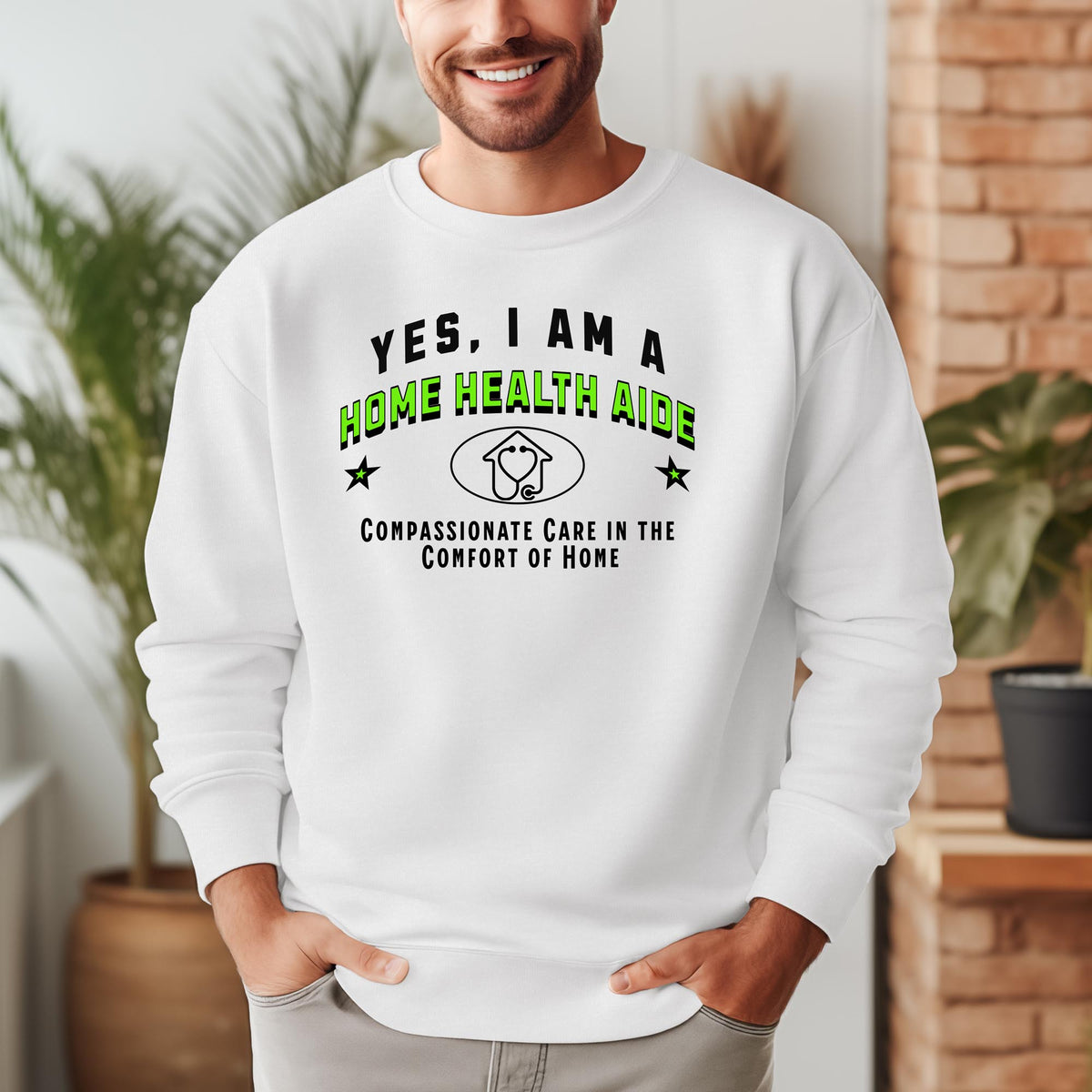 Yes, I Am a Home Health Aide: Compassionate Care Crewneck Sweatshirt – Comfortable and Heartwarming