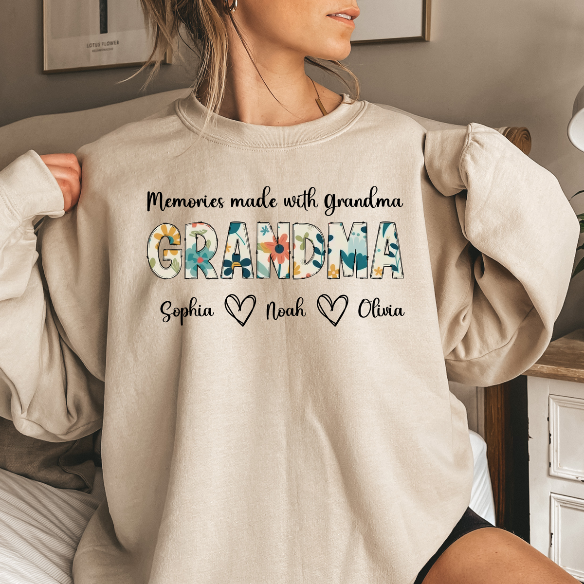 Personalized &quot;Memories Made with Grandma&quot; Crewneck Sweatshirt – Custom Kids&#39; Names Gift