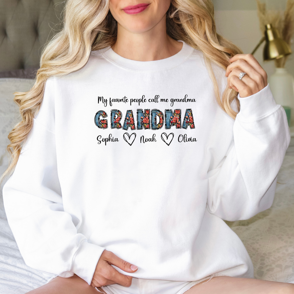 My Favorite People Call Me Grandma&quot; Crewneck Sweatshirt – Custom Grandchildren&#39;s Names