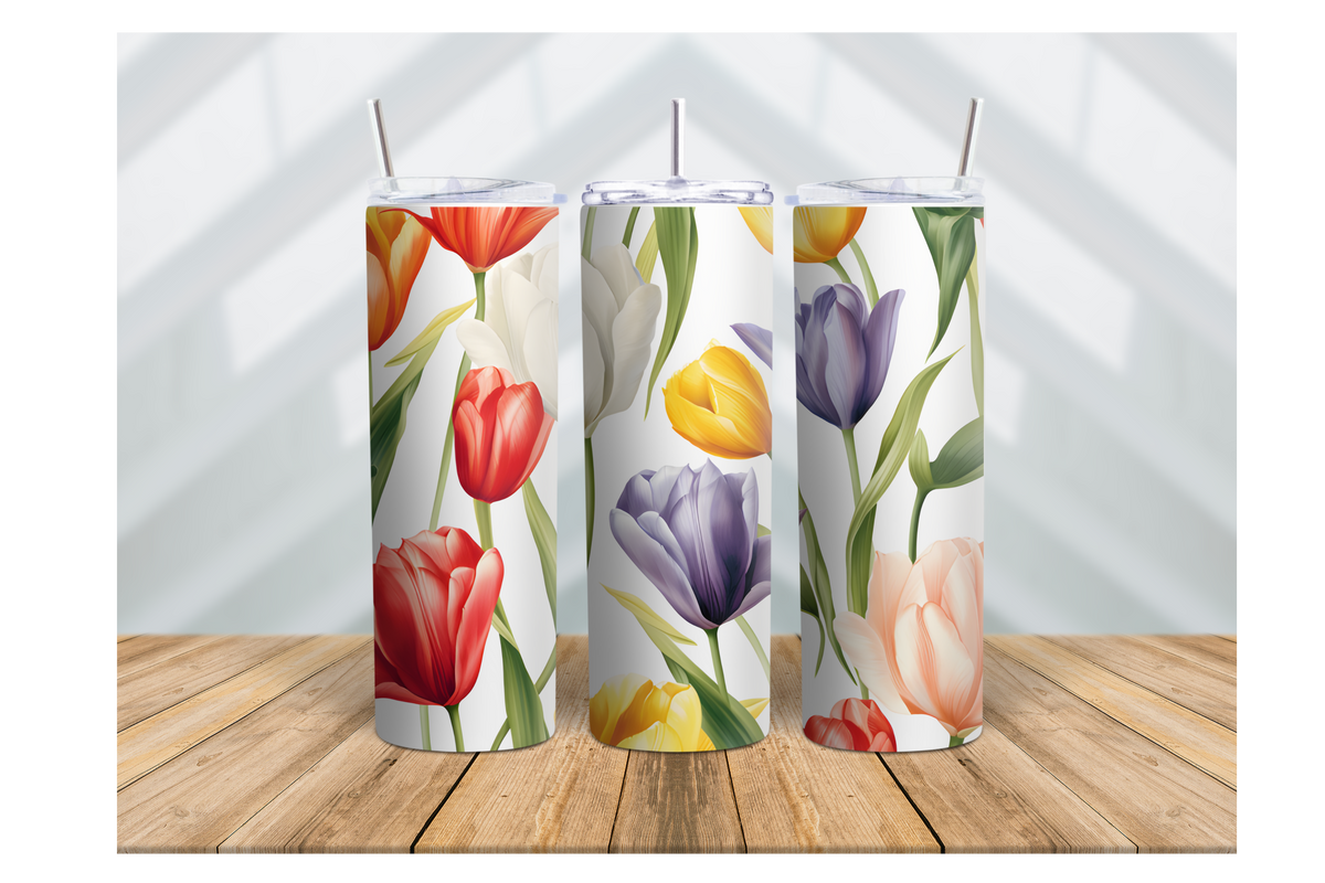 20 OZ 3D SKINNY TULIP FLOWER TUMBLER: KEEP YOUR DRINKS FRESH ALL DAY!