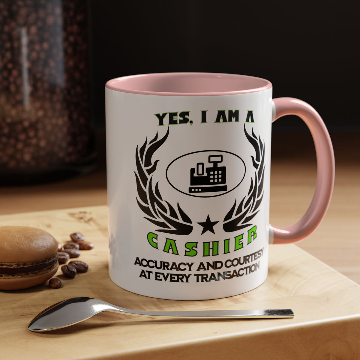 YES, I AM A CASHIER&quot; Ceramic Accent Mug | 11oz &amp; 15oz | Profession Mug | Cashier Gift | Accuracy and Courtesy Mug | Cashier Slogan Cup