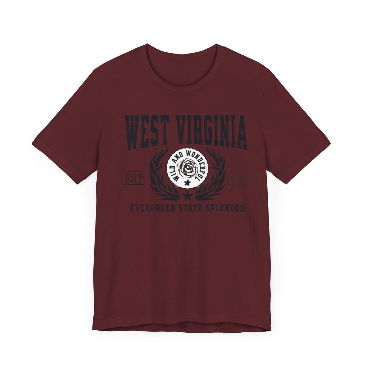 West Virginia State T-Shirt – &quot;Mountain State Majesty&quot; Slogan Tee, Perfect for Proud Mountaineers and Lovers of Appalachian Beauty