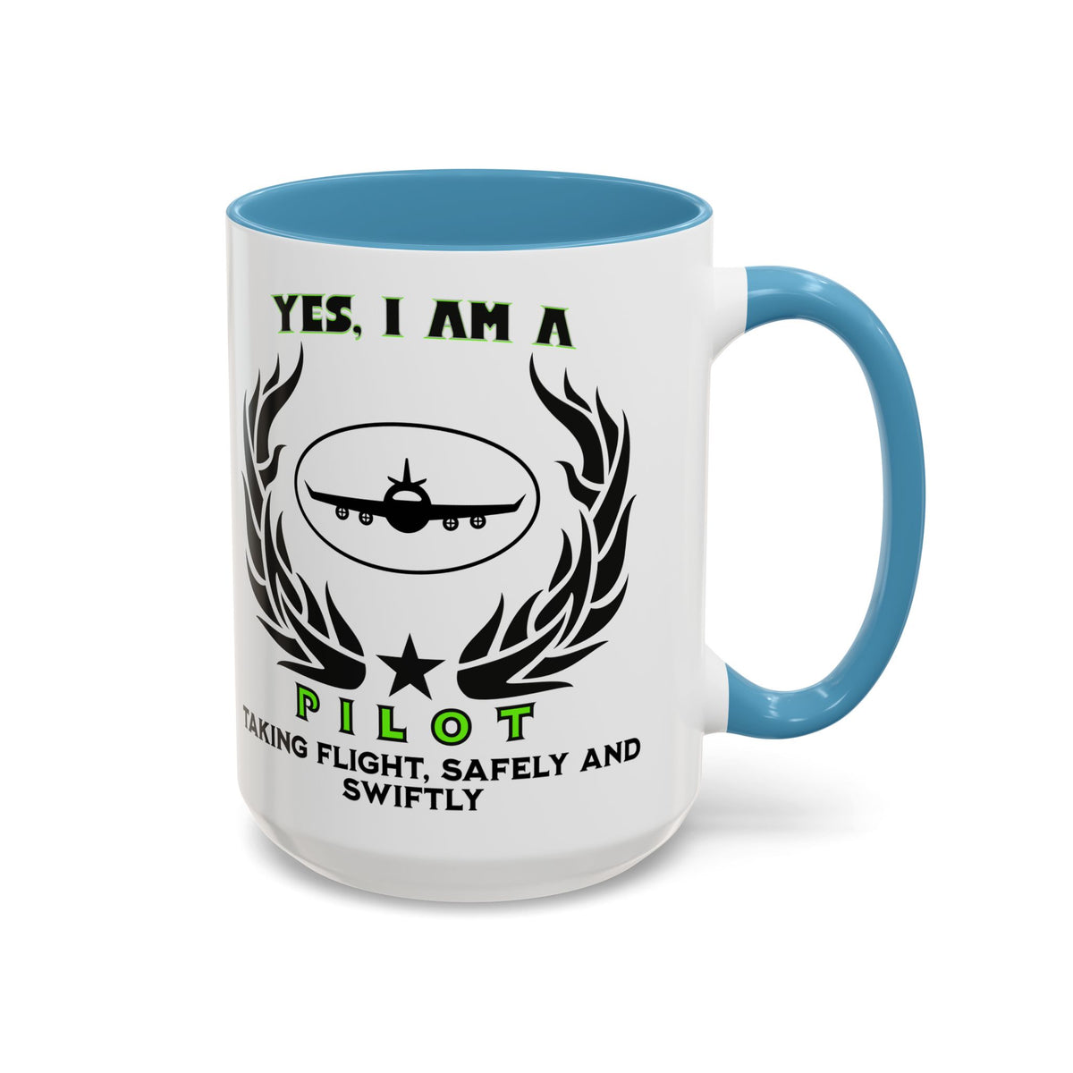 Pilot Mug – 11oz &amp; 15oz Accent Coffee Mug with &#39;Taking Flight, Safely and Swiftly&#39; Slogan – Perfect for Aviation Professionals