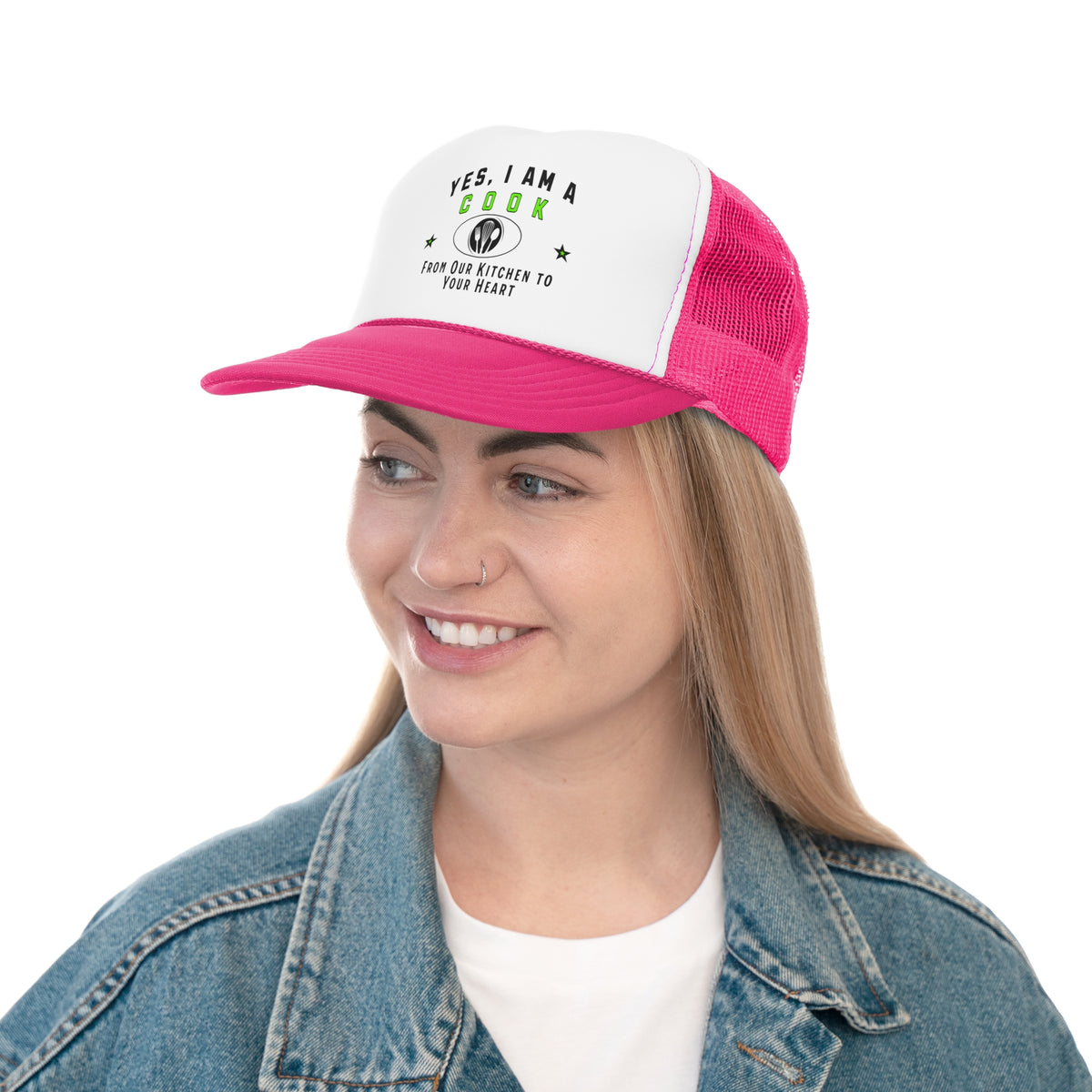 YES, I AM A COOK&quot; Trucker Hat – From Our Kitchen to Your Heart | Adjustable Mesh-Back Cap for Culinary Professionals