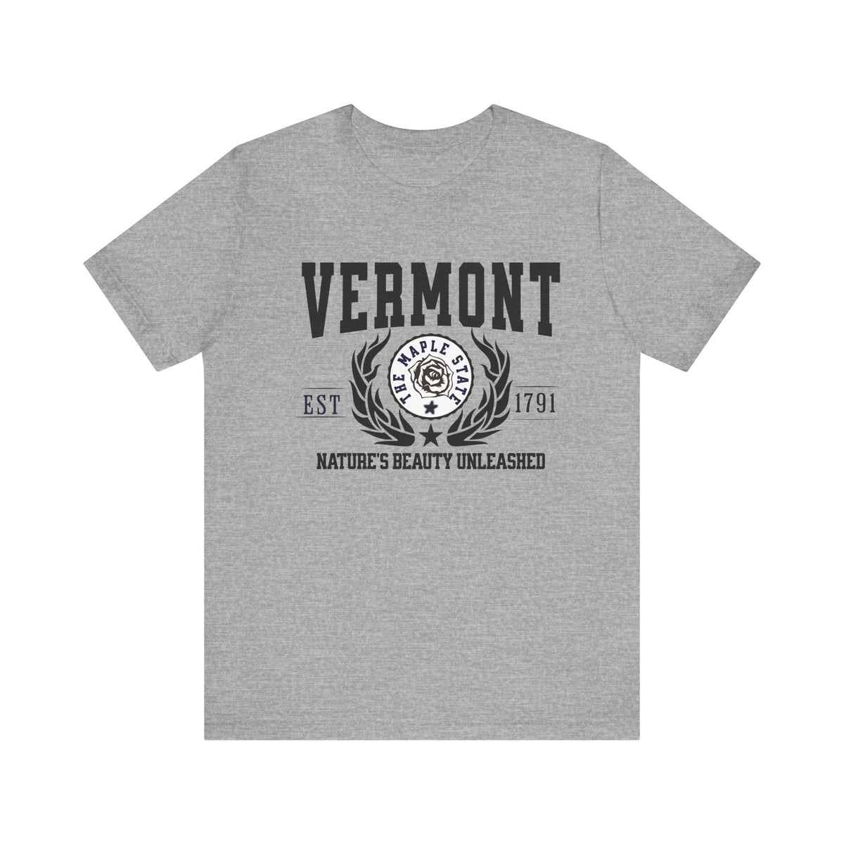 Vermont State T-Shirt – &quot;Nature&#39;s Beauty Unleashed&quot; Slogan Tee, Perfect for Vermont Lovers and Outdoor Enthusiasts