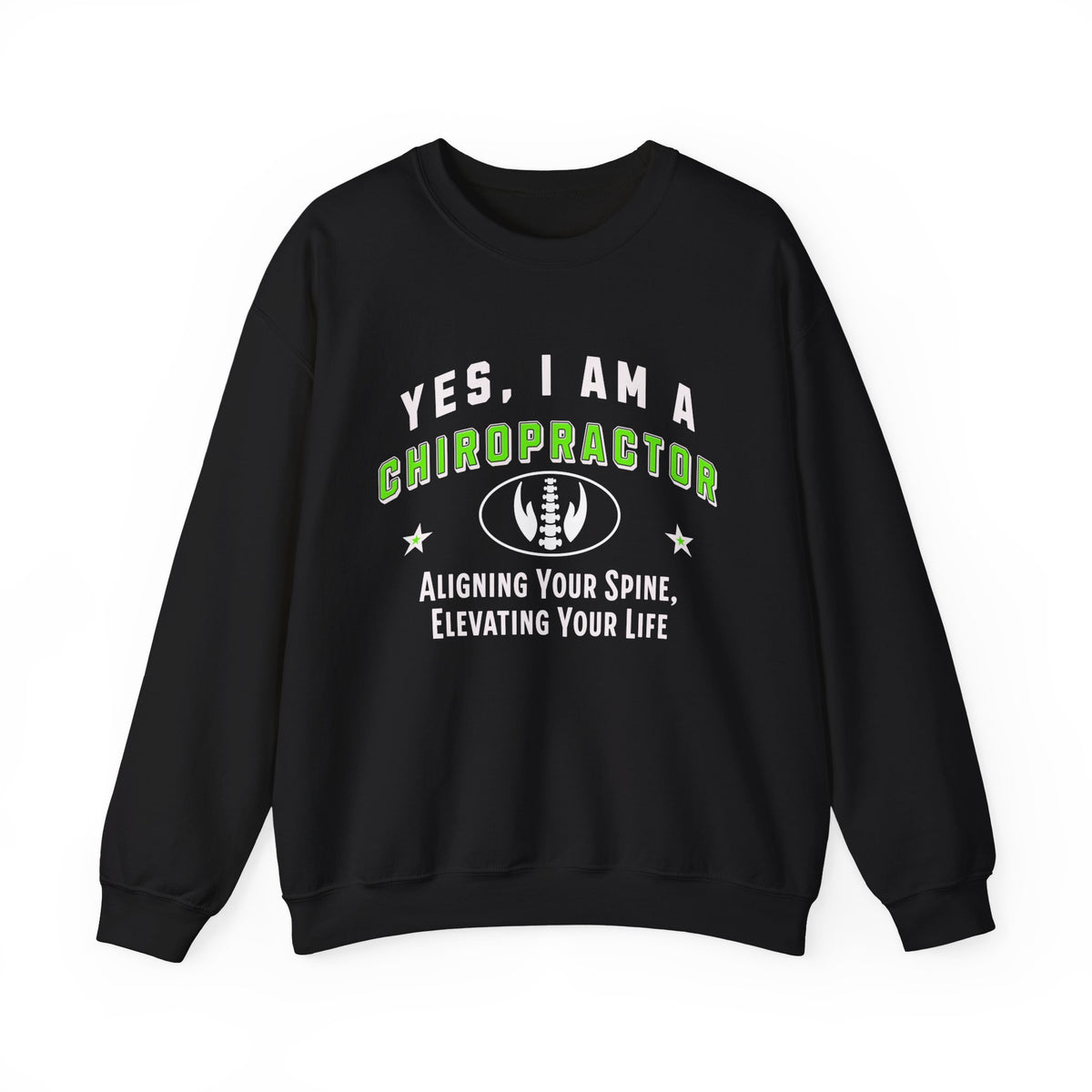 Chiropractor Crewneck Sweatshirt – Cozy Professional Apparel with &#39;Aligning Your Spine, Elevating Your Life&#39; Sloga