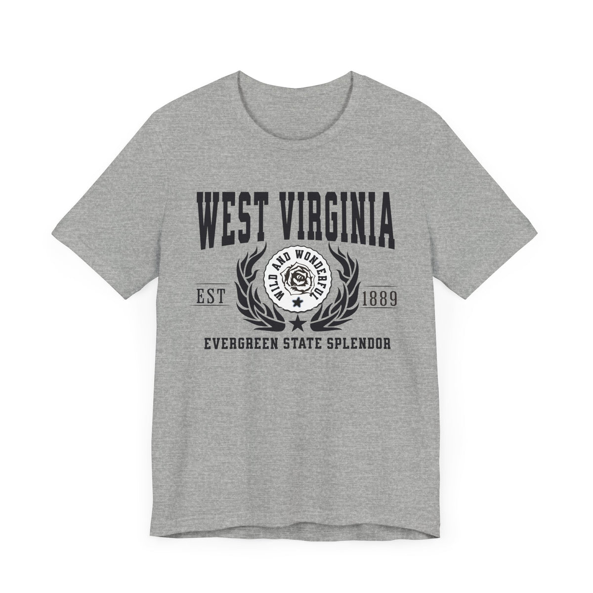 West Virginia State T-Shirt – &quot;Mountain State Majesty&quot; Slogan Tee, Perfect for Proud Mountaineers and Lovers of Appalachian Beauty