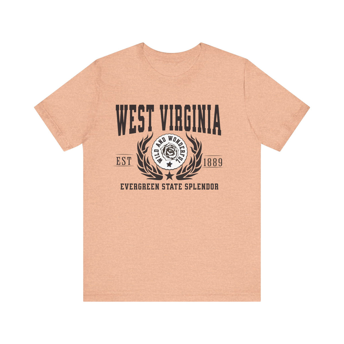 West Virginia State T-Shirt – &quot;Mountain State Majesty&quot; Slogan Tee, Perfect for Proud Mountaineers and Lovers of Appalachian Beauty