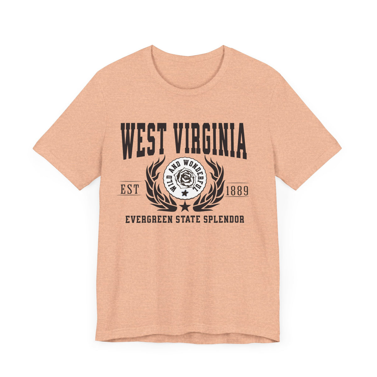 West Virginia State T-Shirt – &quot;Mountain State Majesty&quot; Slogan Tee, Perfect for Proud Mountaineers and Lovers of Appalachian Beauty