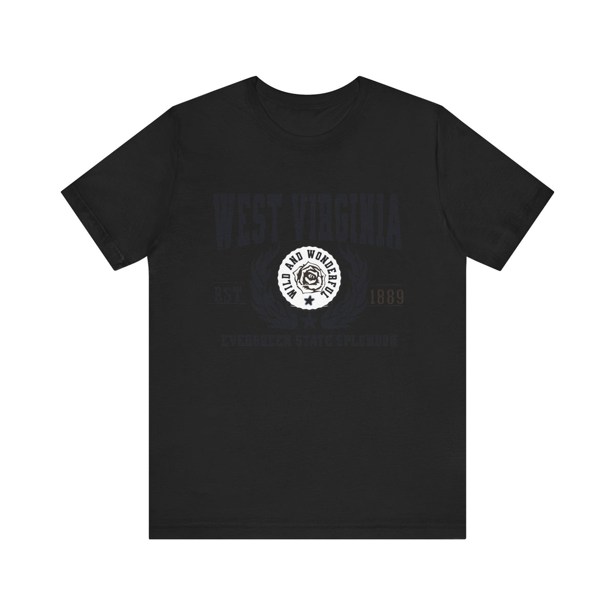 West Virginia State T-Shirt – &quot;Evergreen Mountain Splendor&quot; Slogan Tee, Perfect for Proud West Virginians and Nature Enthusiasts