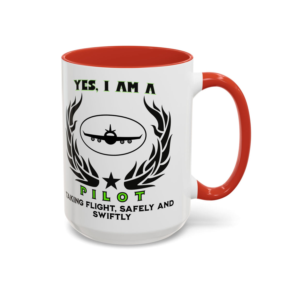 Pilot Mug – 11oz &amp; 15oz Accent Coffee Mug with &#39;Taking Flight, Safely and Swiftly&#39; Slogan – Perfect for Aviation Professionals