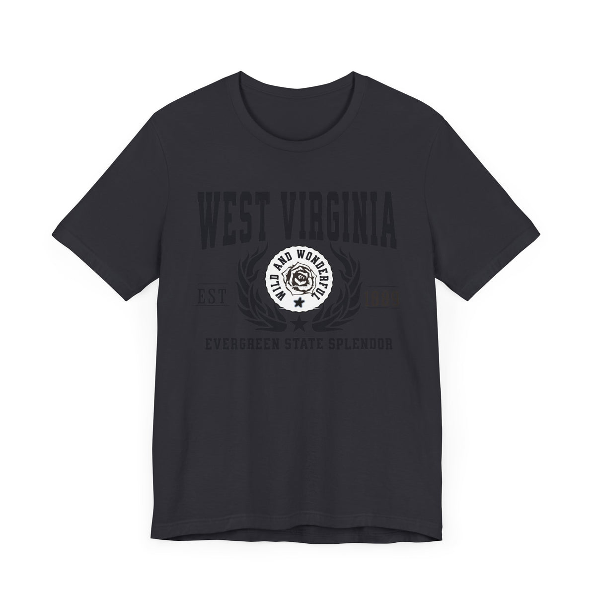 West Virginia State T-Shirt – &quot;Mountain State Majesty&quot; Slogan Tee, Perfect for Proud Mountaineers and Lovers of Appalachian Beauty