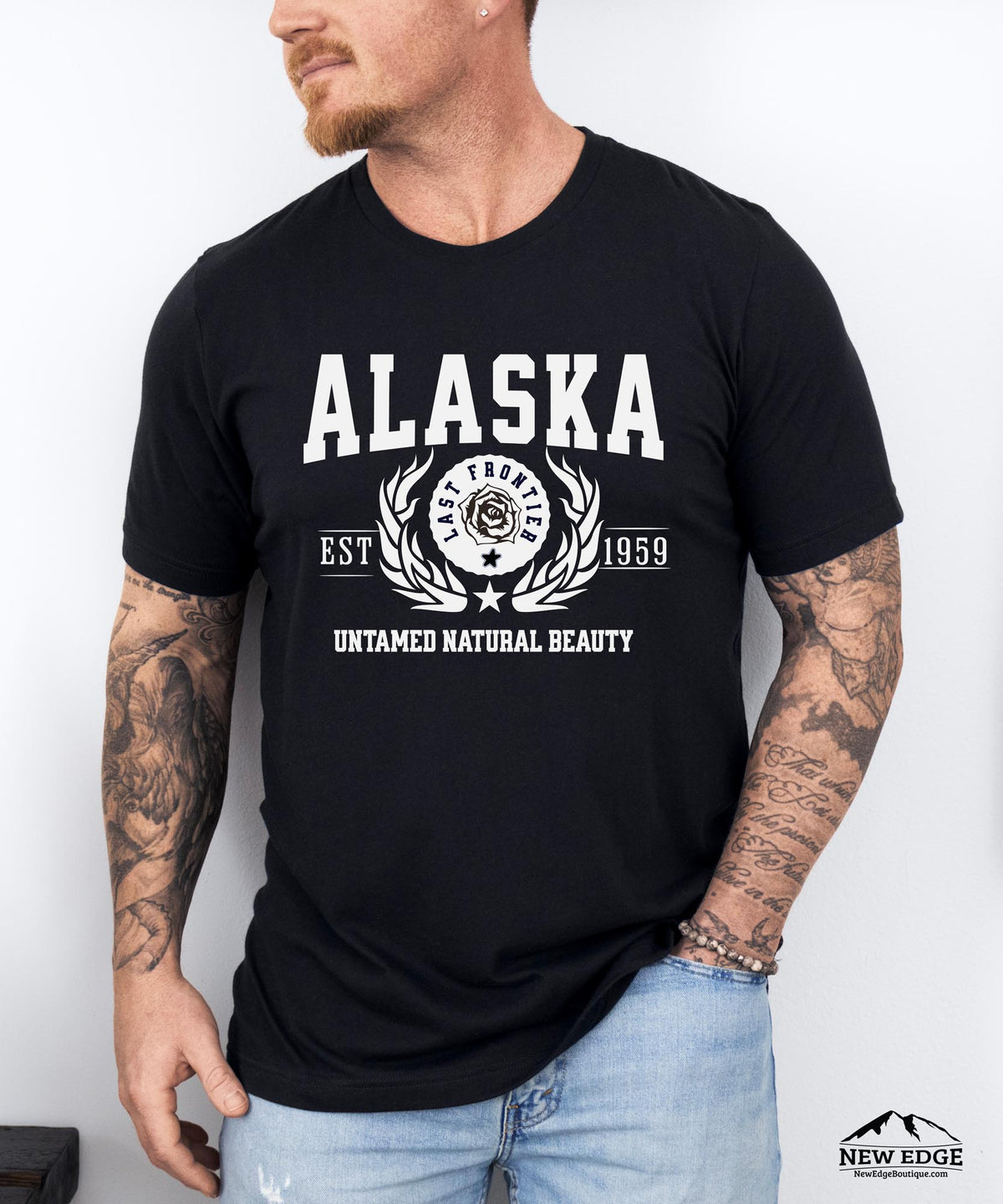 Alaska State - &quot;Untamed Natural Beauty&quot; Slogan T-Shirt for Outdoor Enthusiasts