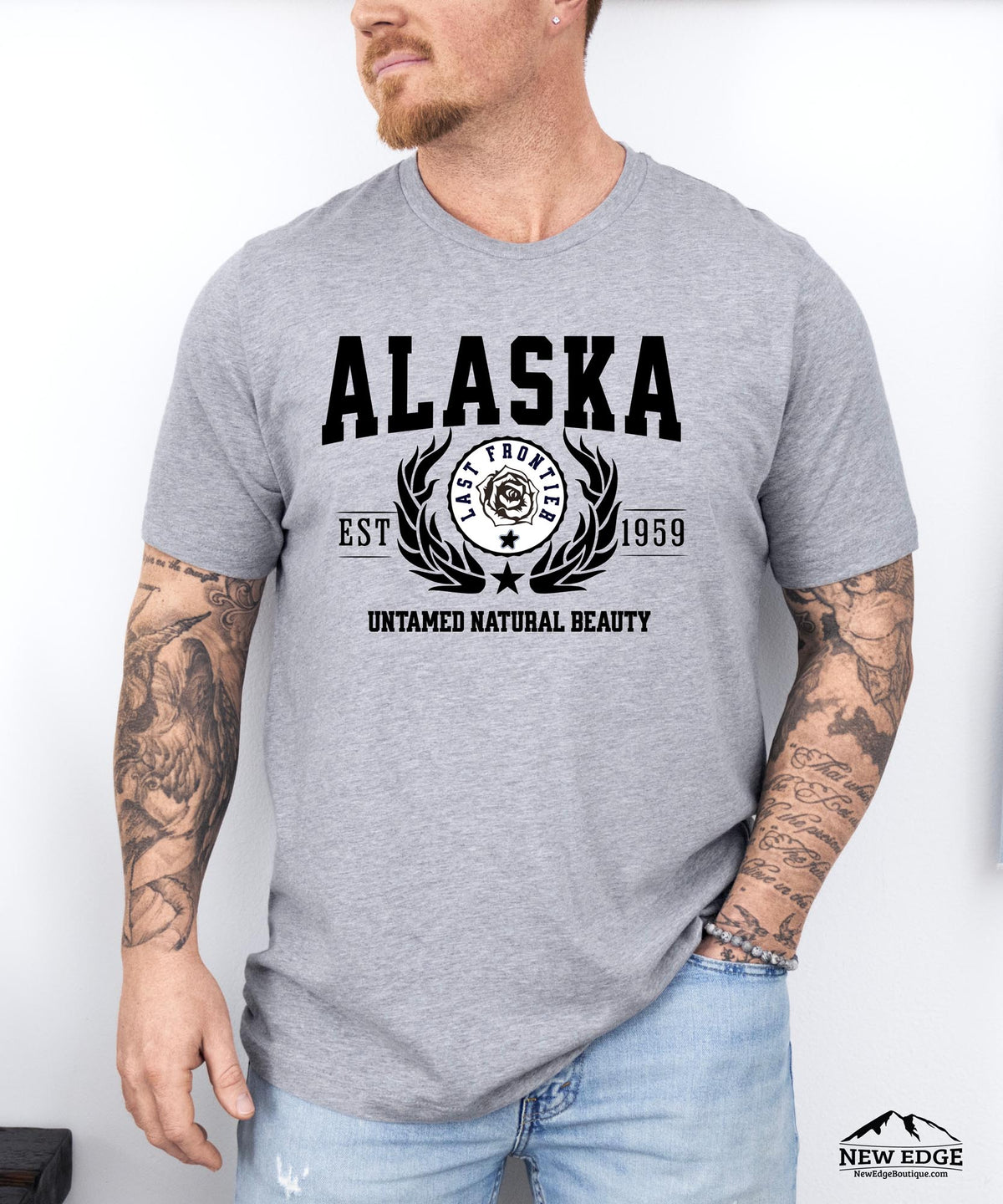 Alaska State - &quot;Untamed Natural Beauty&quot; Slogan T-Shirt for Outdoor Enthusiasts