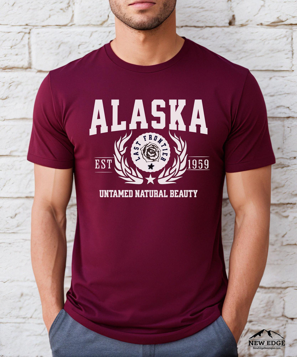 Alaska State - &quot;Untamed Natural Beauty&quot; Slogan T-Shirt for Outdoor Enthusiasts