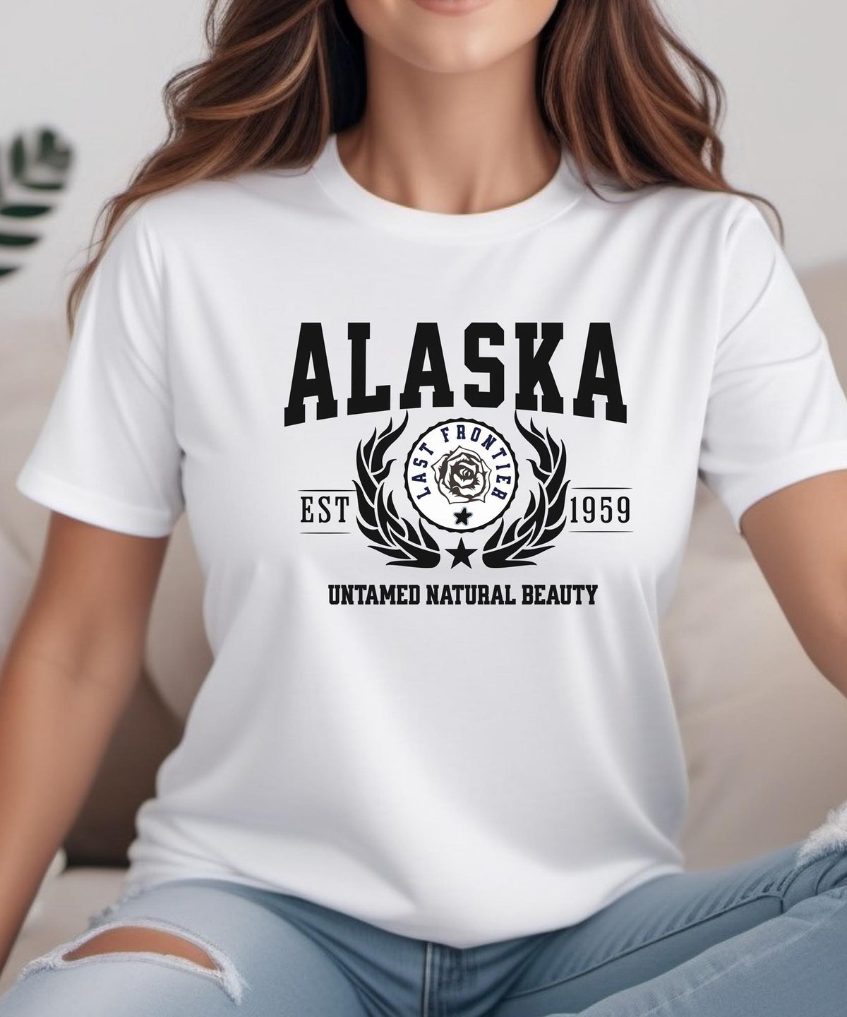 Alaska State - &quot;Untamed Natural Beauty&quot; Slogan T-Shirt for Outdoor Enthusiasts