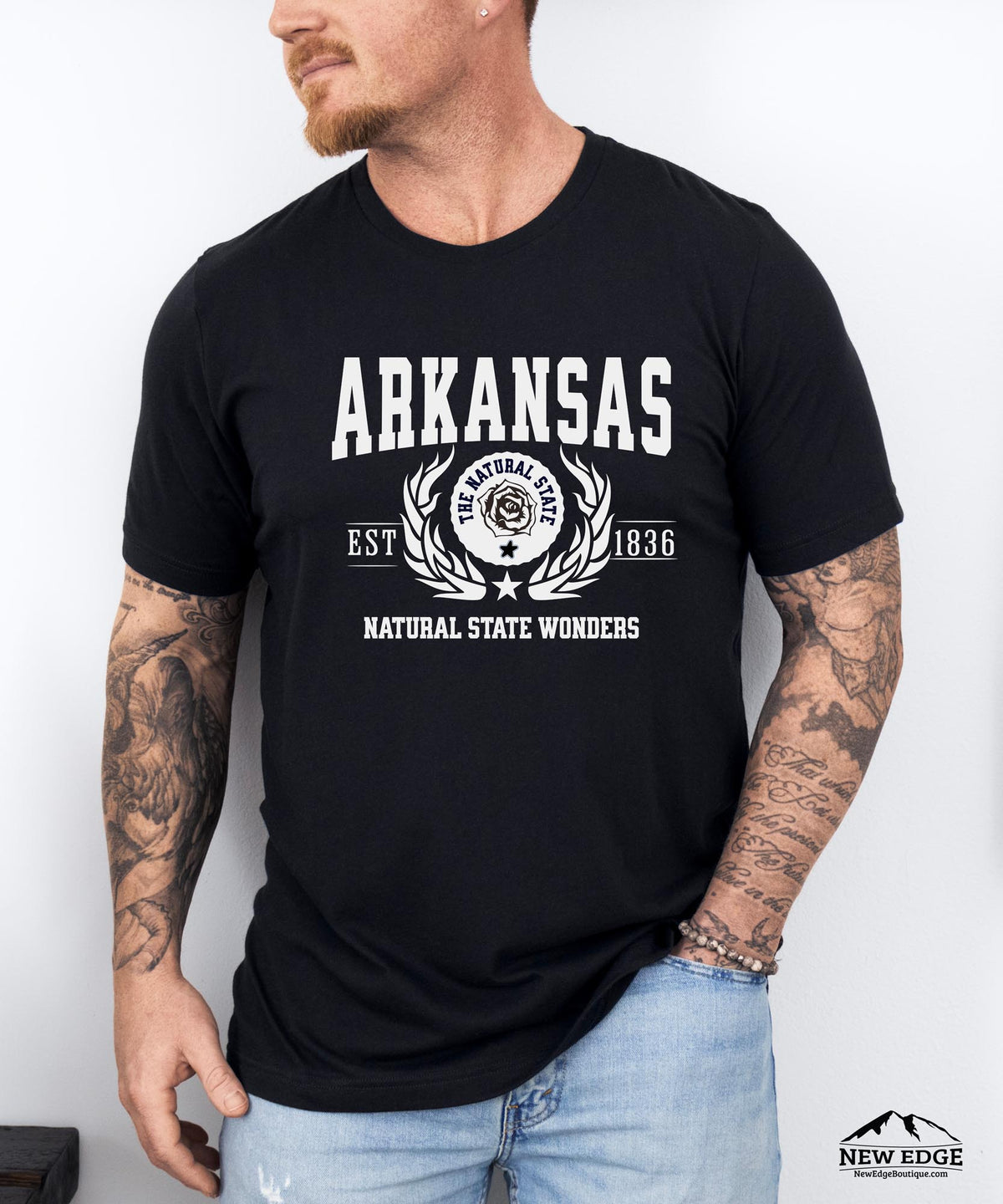 Arkansas State - &quot;Natural State Wonders&quot; Slogan T-Shirt for Outdoor Enthusiasts &amp; Arkansas Pride