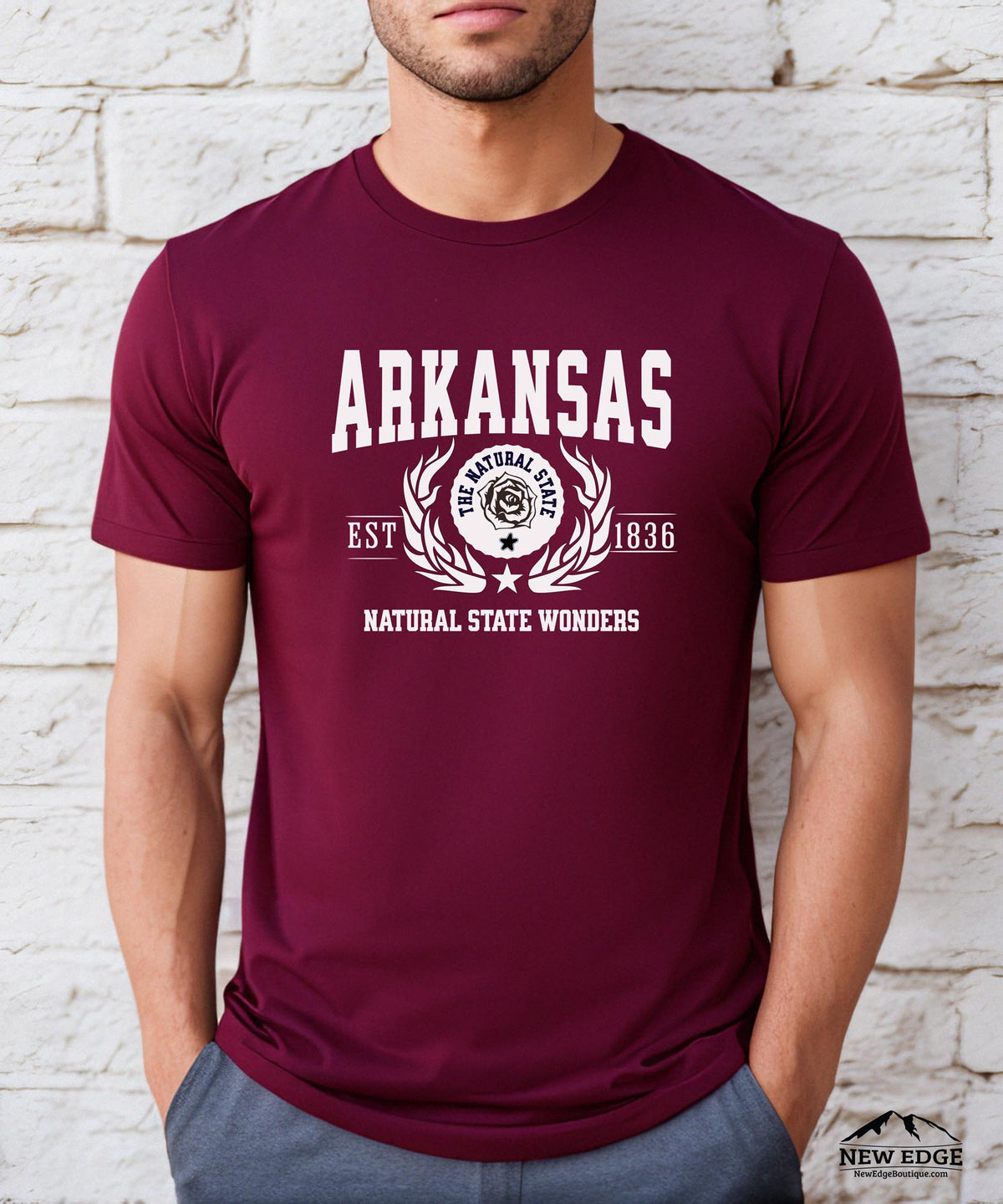 Arkansas State - &quot;Natural State Wonders&quot; Slogan T-Shirt for Outdoor Enthusiasts &amp; Arkansas Pride