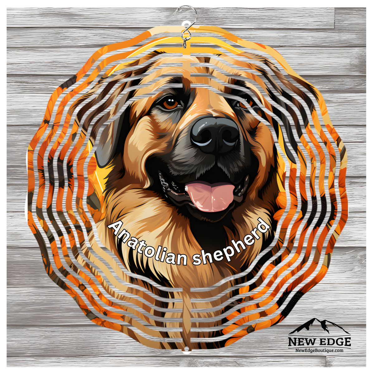 NEW EDGE 3D BEAUTIFUL COLORFUL ANATOLIAN SHEPHERD DOG WIND SPINNER - 10 INCHES - STAINLESS STEEL&quot;