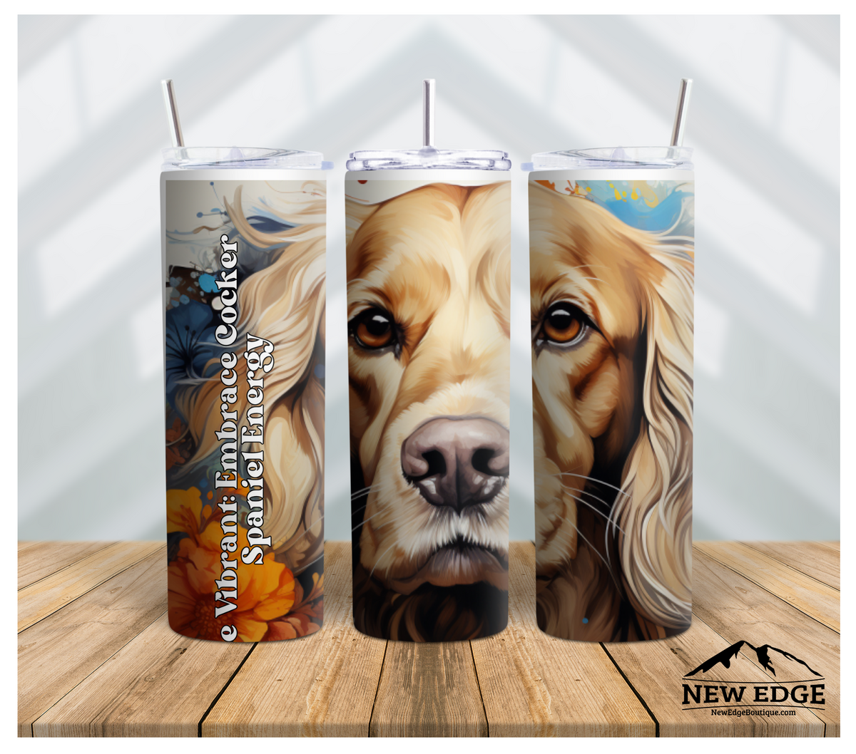 3D COCKER SPANIEL DOG BREED AND SUNFLOWER 20 OZ SKINNY TUMBLER: &quot;BE VIBRANT, EMBRACE COCKER SPANIEL ENERGY!&quot;