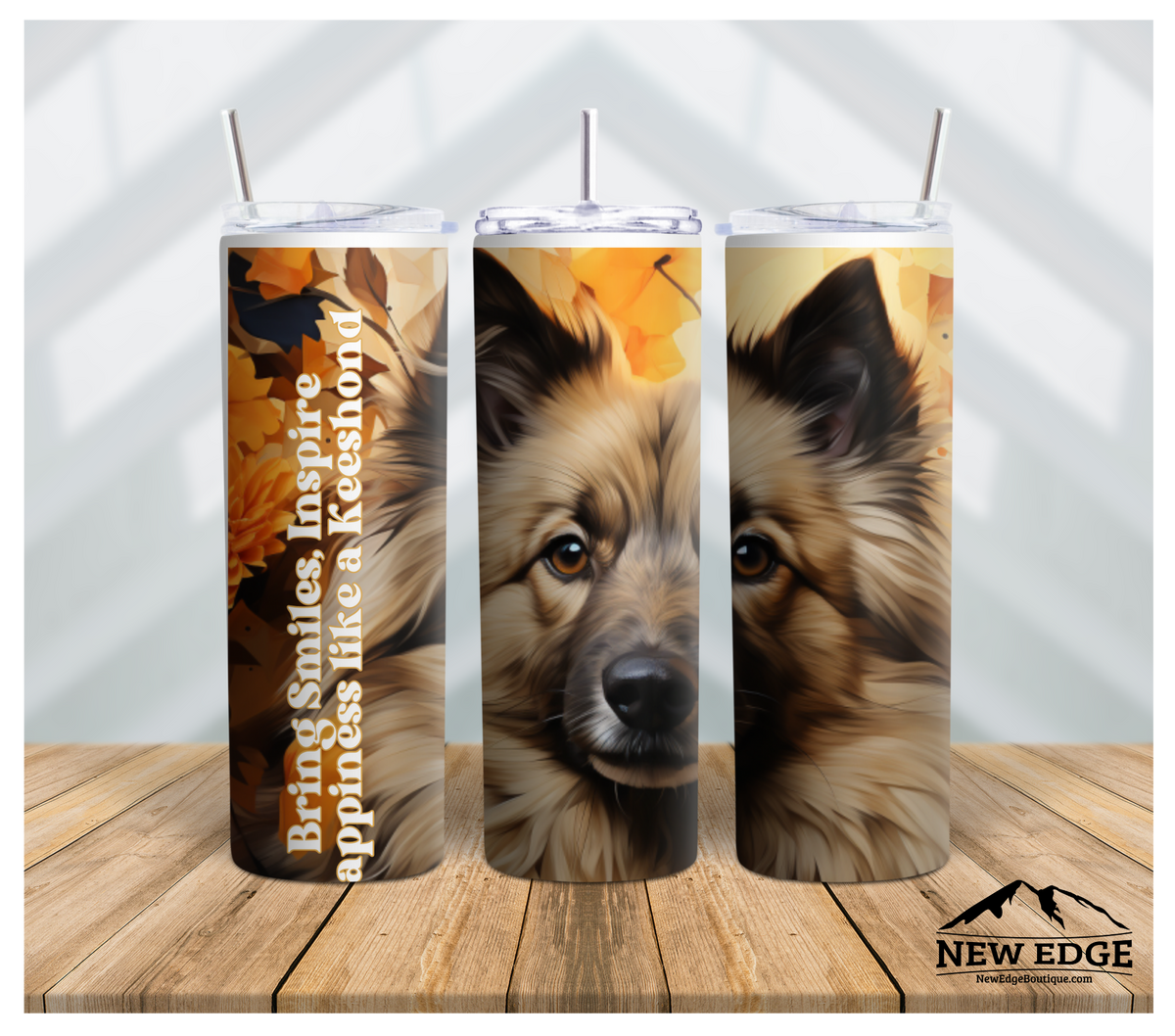 3D COCKER SPANIEL DOG BREED AND SUNFLOWER 20 OZ SKINNY TUMBLER: &quot;BRING SMILES, INSPIRE HAPPINESS LIKE A KEESHOND!&quot;