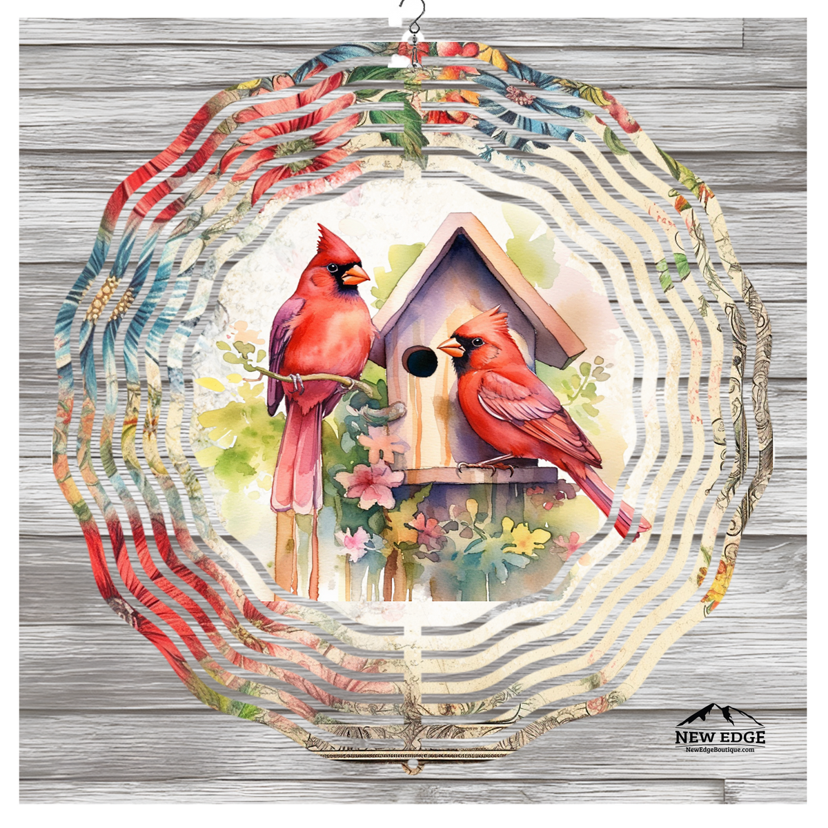 NEW EDGE 10-INCH ROUND 3D COLORFUL CARDINAL FLOWERS WIND SPINNER