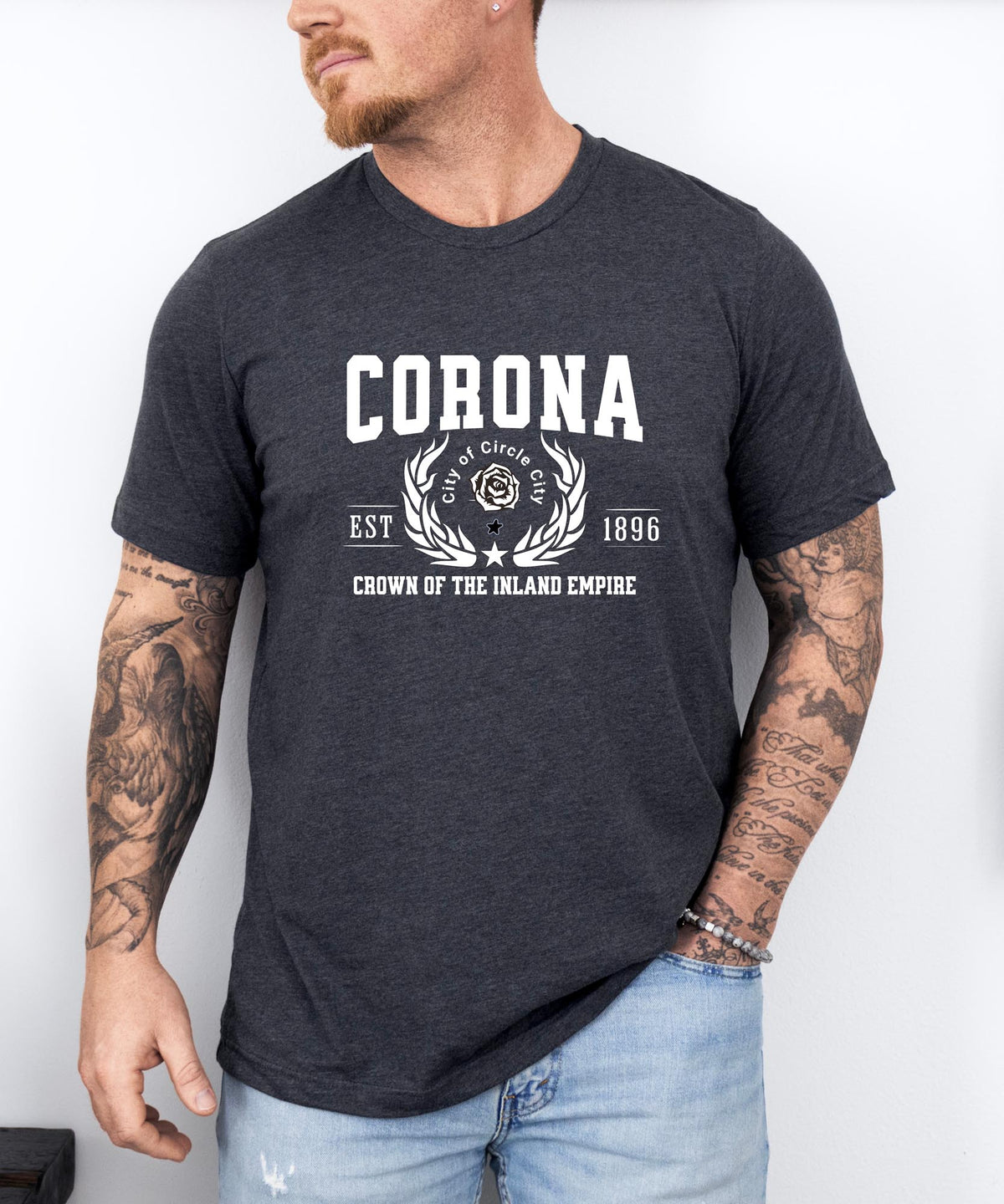 Corona California T-Shirt - &#39;Crown of the Inland Empire&#39; Slogan | City Pride Tee | Corona Souvenir