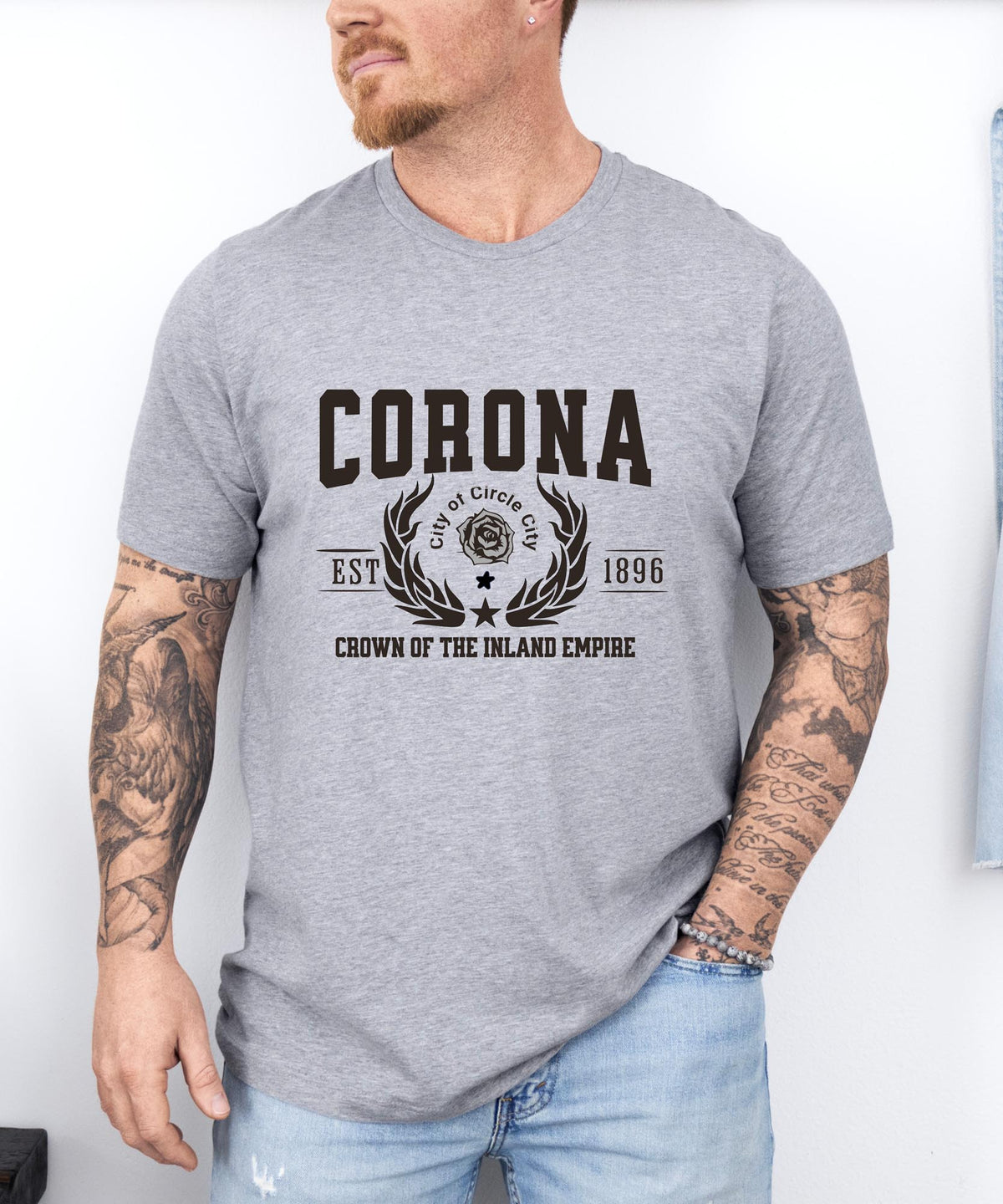 Corona California T-Shirt - &#39;Crown of the Inland Empire&#39; Slogan | City Pride Tee | Corona Souvenir