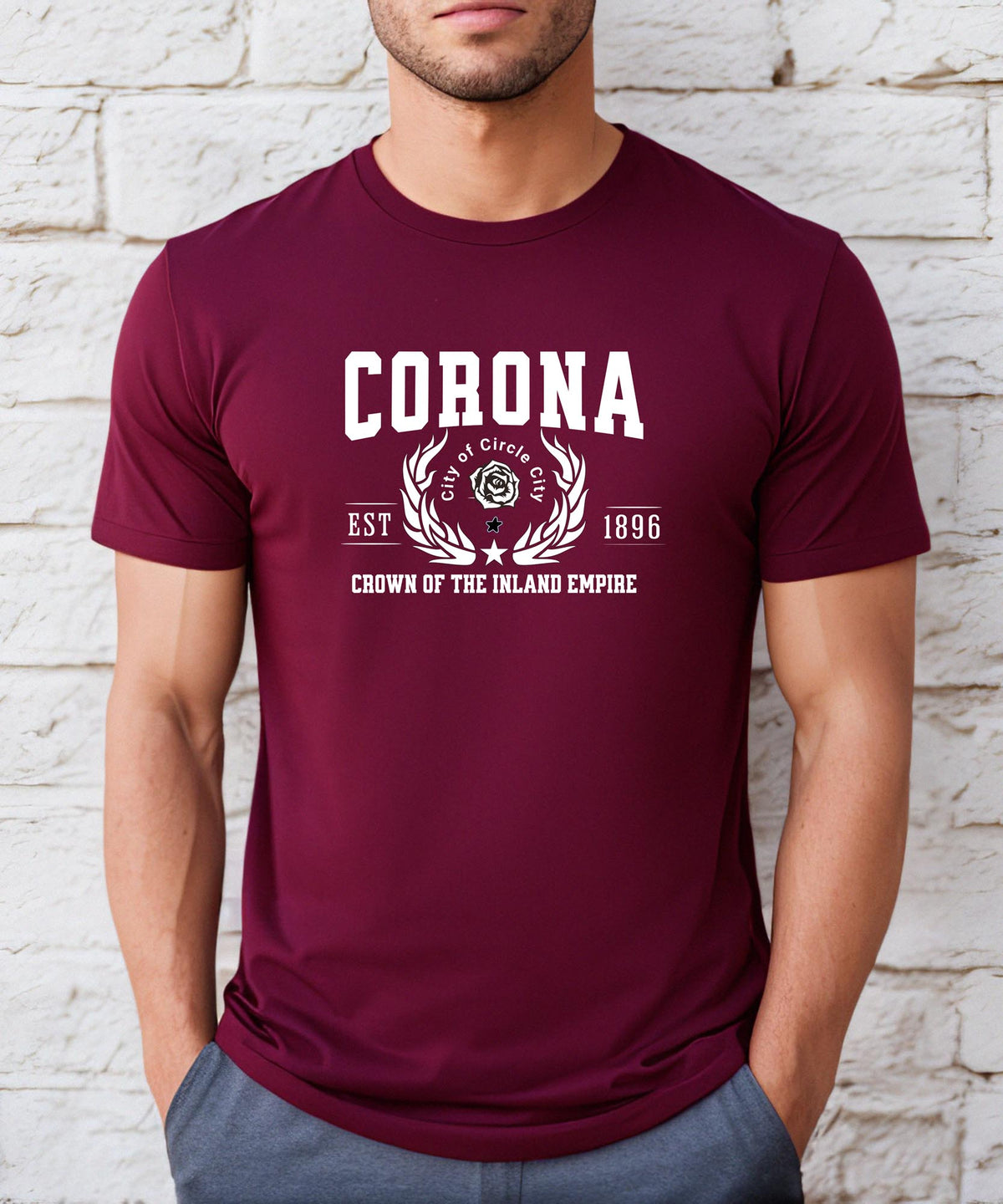 Corona California T-Shirt - &#39;Crown of the Inland Empire&#39; Slogan | City Pride Tee | Corona Souvenir