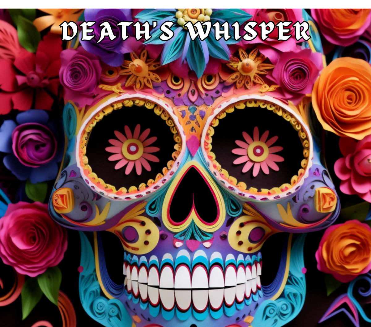 DEATH&#39;S WHISPER: DAY OF THE DEAD 20 OZ SKULL SKINNY TUMBLER - STAINLESS STEEL INSULATED CUP WITH LID AND STRAW