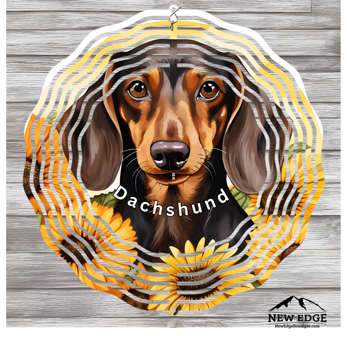 NEW EDGE 3D BEAUTIFUL COLORFUL DACHSHUND DOG WIND SPINNER - 10 INCHES - STAINLESS STEEL&quot;