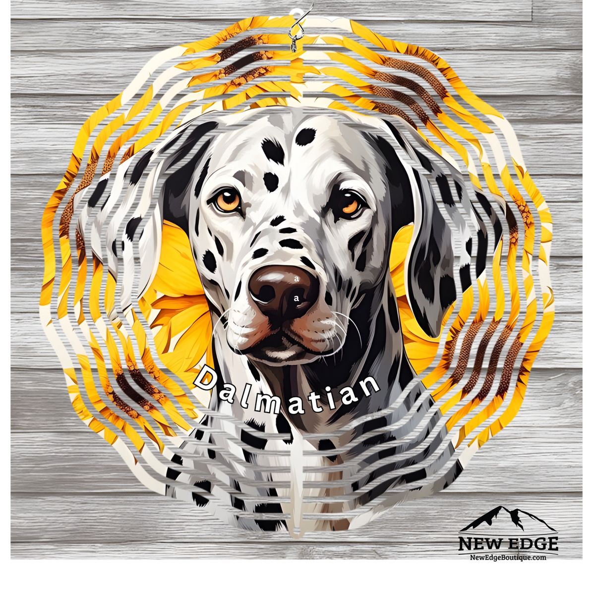 &quot;NEW EDGE 3D BEAUTIFUL COLORFUL DALMATIAN DOG WIND SPINNER - 10 INCHES - STAINLESS STEEL&quot;