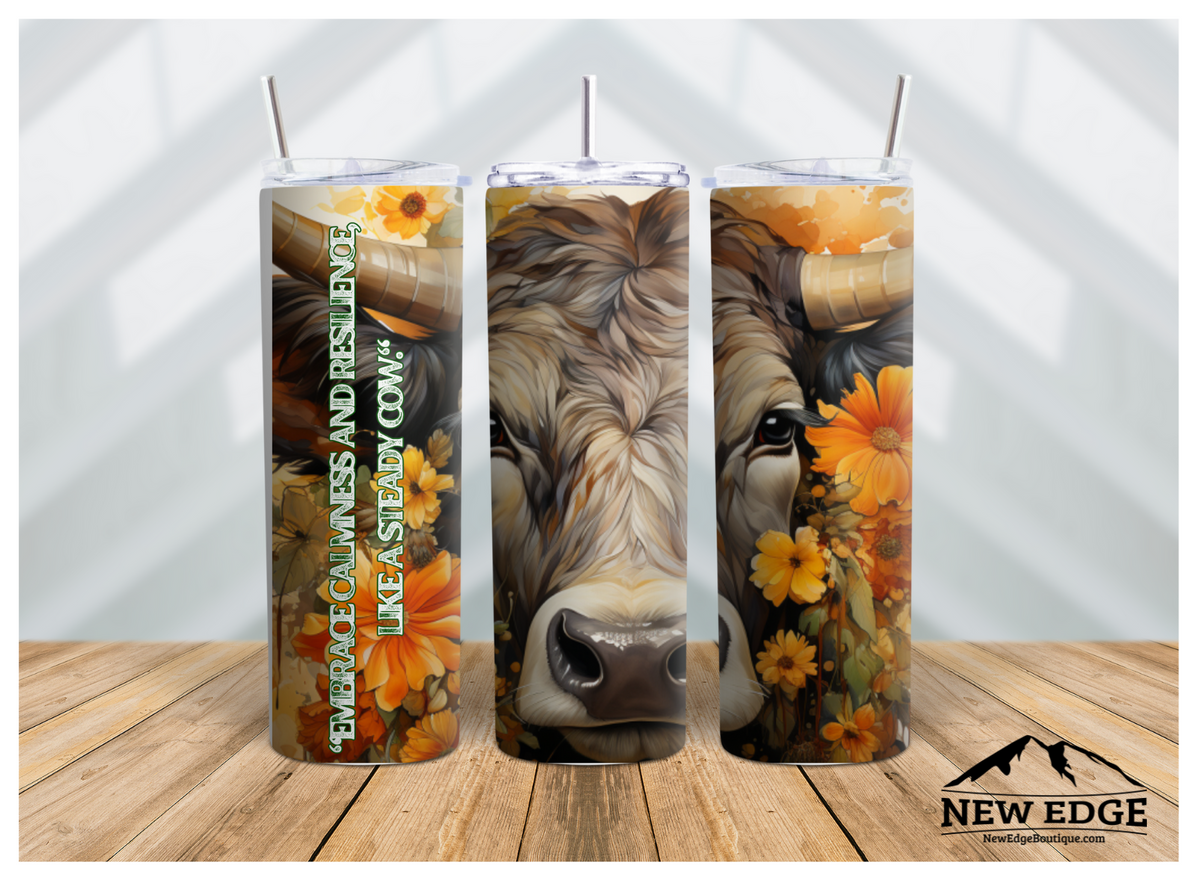 COW 3D 20 OZ SKINNY TUMBLER: EMBRACE CALMNESS AND RESILIENCE