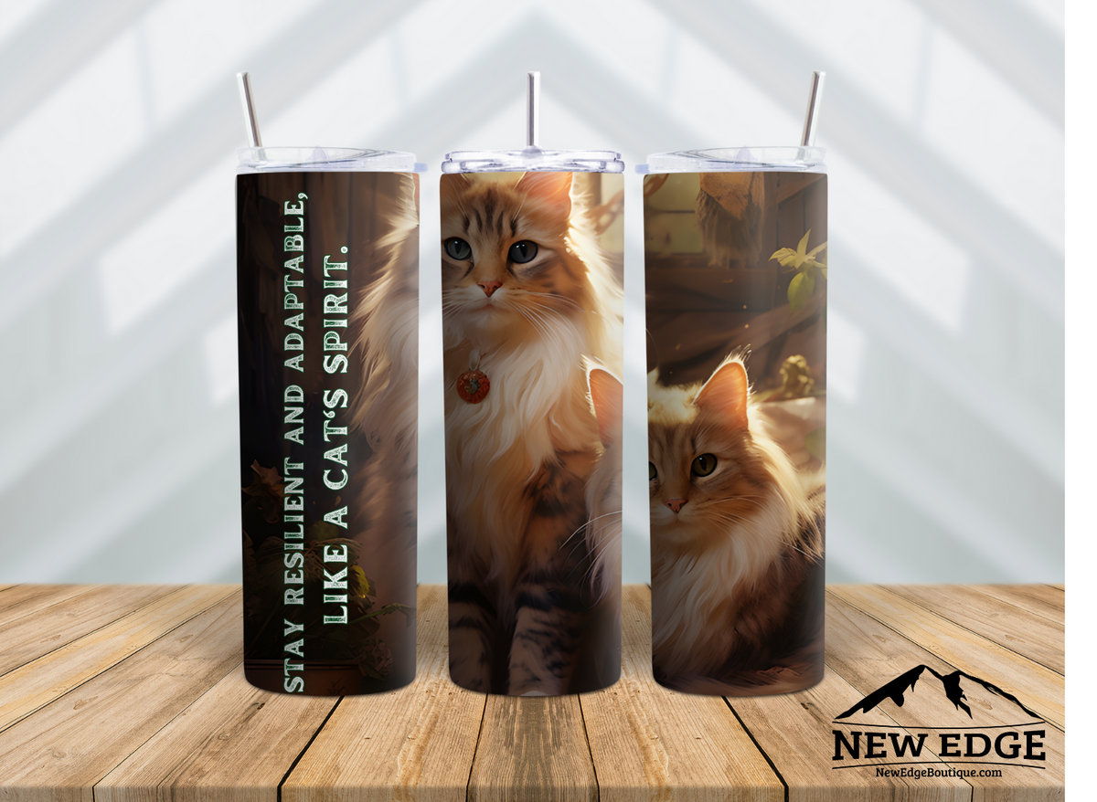 REUSABLE CAT MOTIF TUMBLER: 20 OZ INSPIRATIONAL