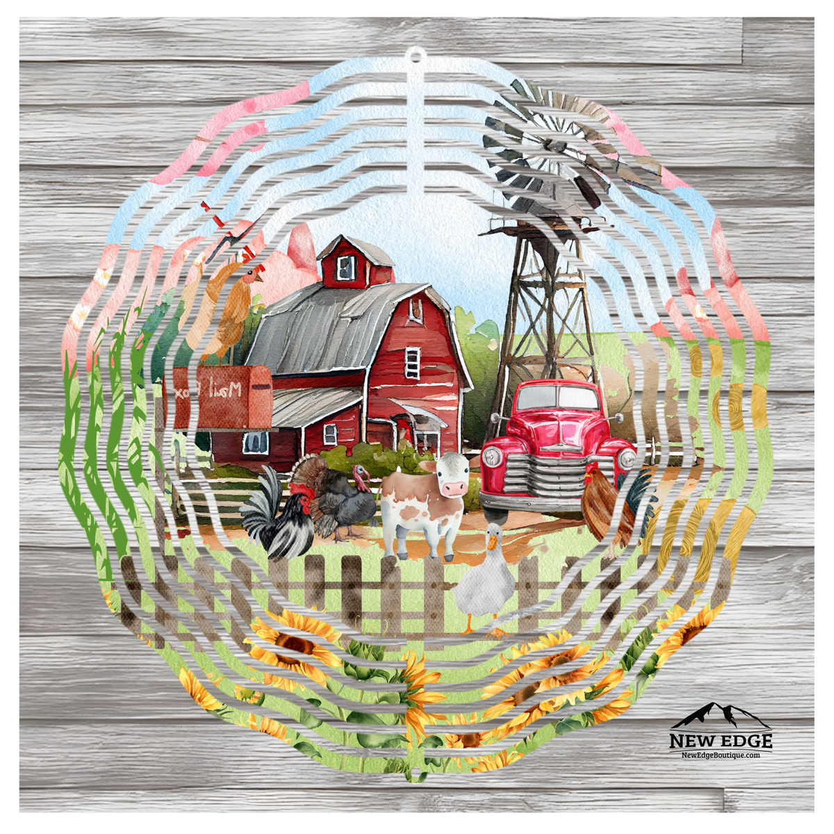 NEW EDGE 10-INCH ROUND 3D COLORFUL FARM WIND WIND SPINNER