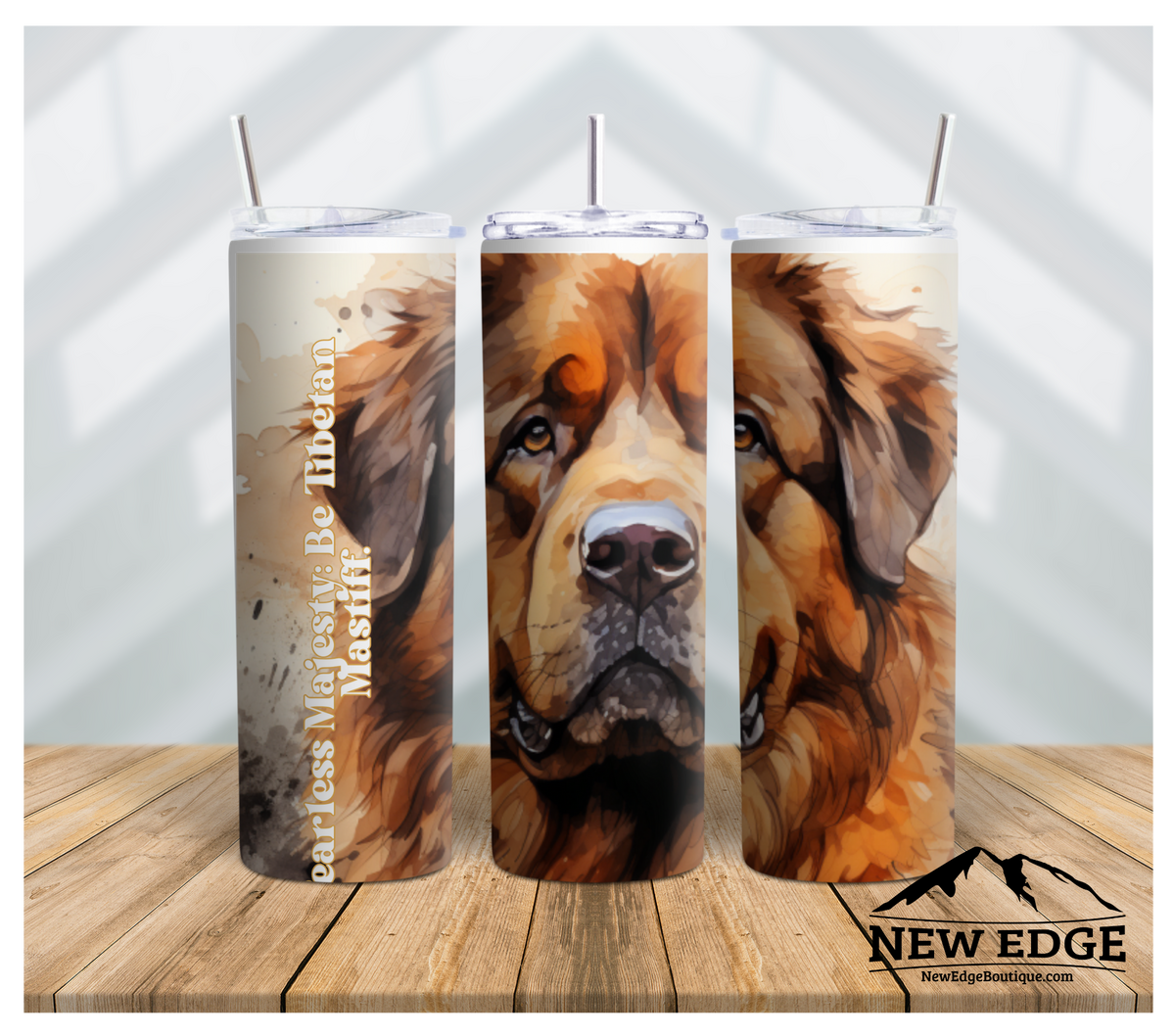 3D DOG BREED AND SUNFLOWER 20 OZ SKINNY TUMBLER: &quot;FEARLESS MAJESTY BE TIBETAN MASTIFF&quot;