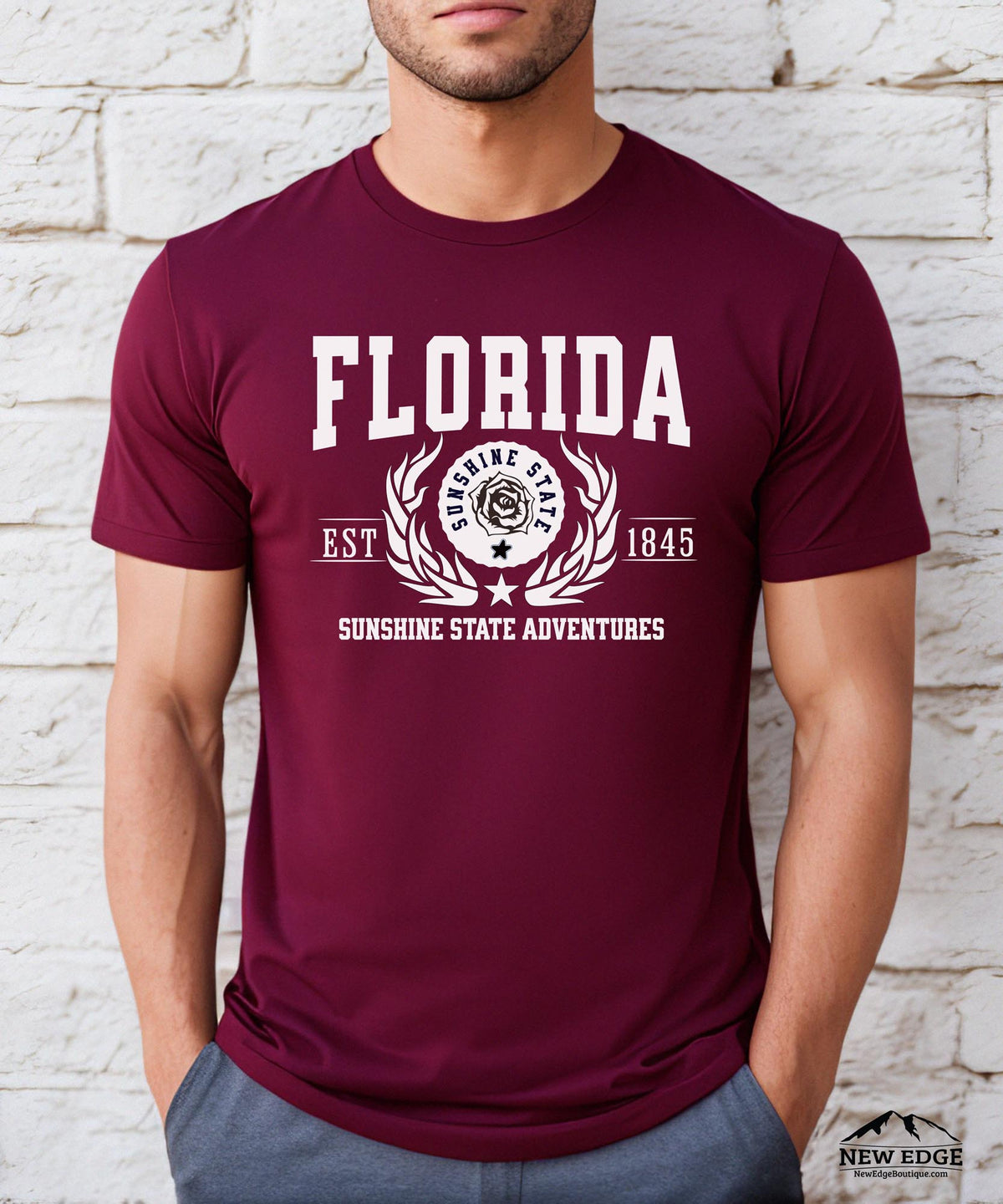 Florida State - &quot;Sunshine State Adventures&quot; Slogan T-Shirt for Beach Lovers &amp; Outdoor Enthusiasts