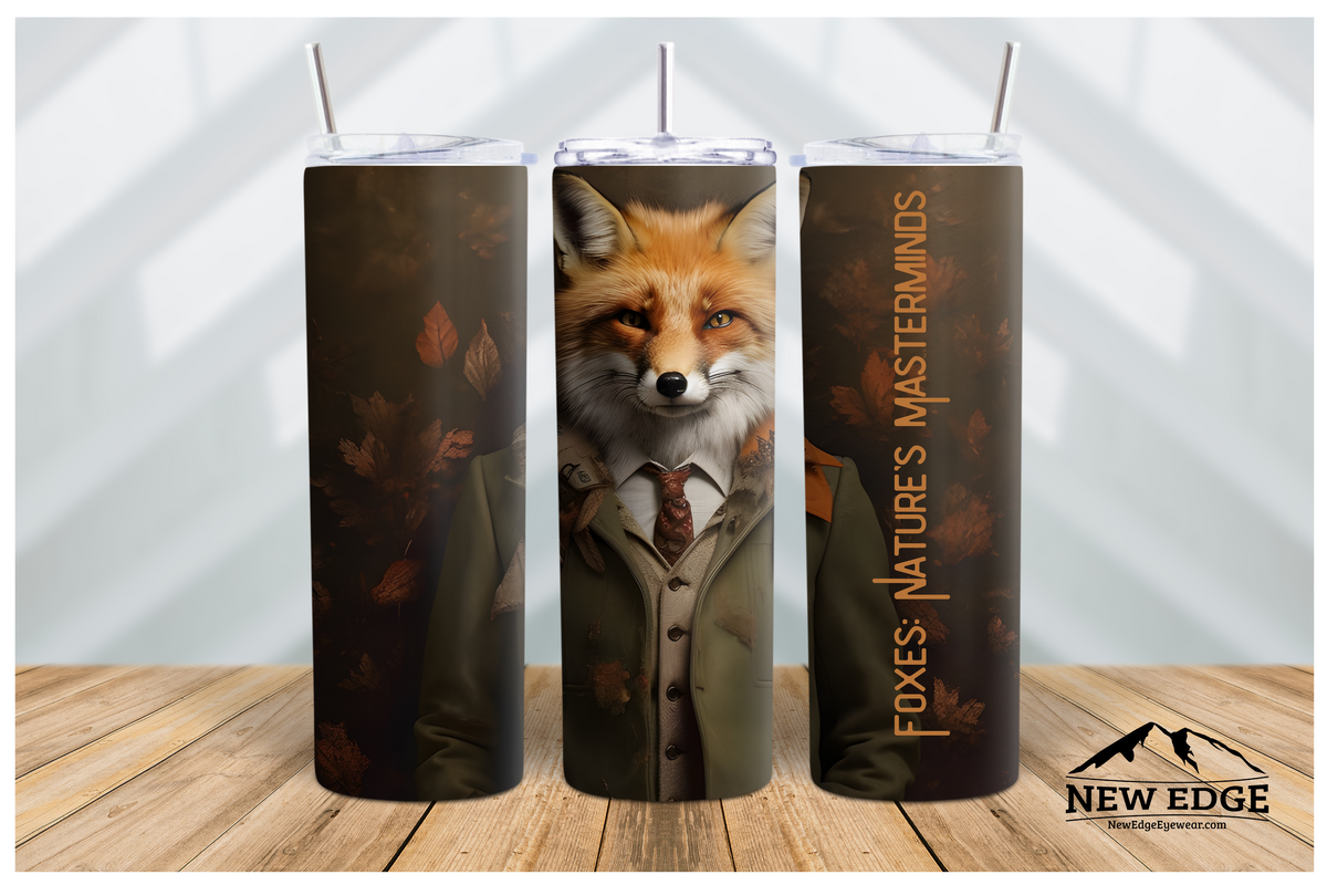 NEW EDGE 20 OZ 3D FOXES SKINNY TUMBLER - &quot;FOXES NATURE MASTERMINDS