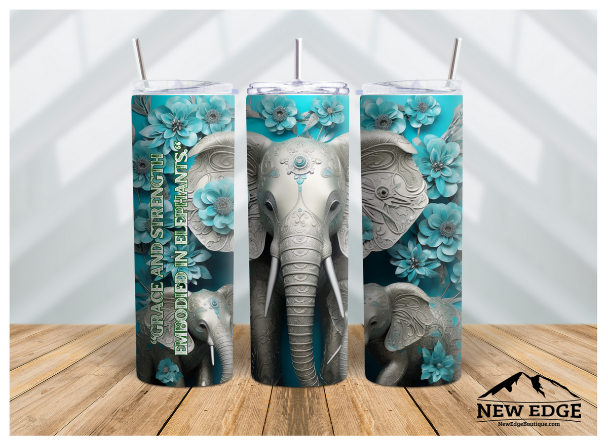 ELEGANT ELEPHANTS: 20 OZ DOMESTIC ANIMAL SKINNY TUMBLER