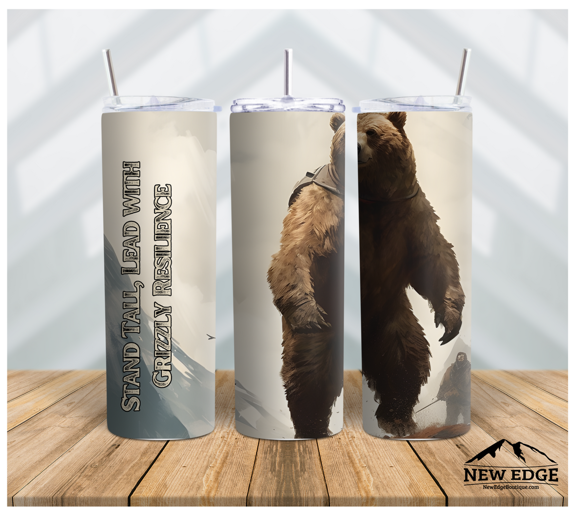 GRIZZLY BEAR 3D 20 OZ SUBLIMATION TUMBLER: STAND TALL, LEAD WITH GRIZZLY RESILIENCE!