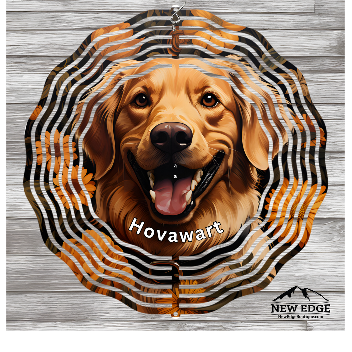 &quot;NEW EDGE 3D BEAUTIFUL COLORFUL HOVAWART DOG WIND SPINNER - 10 INCHES - STAINLESS STEEL&quot;