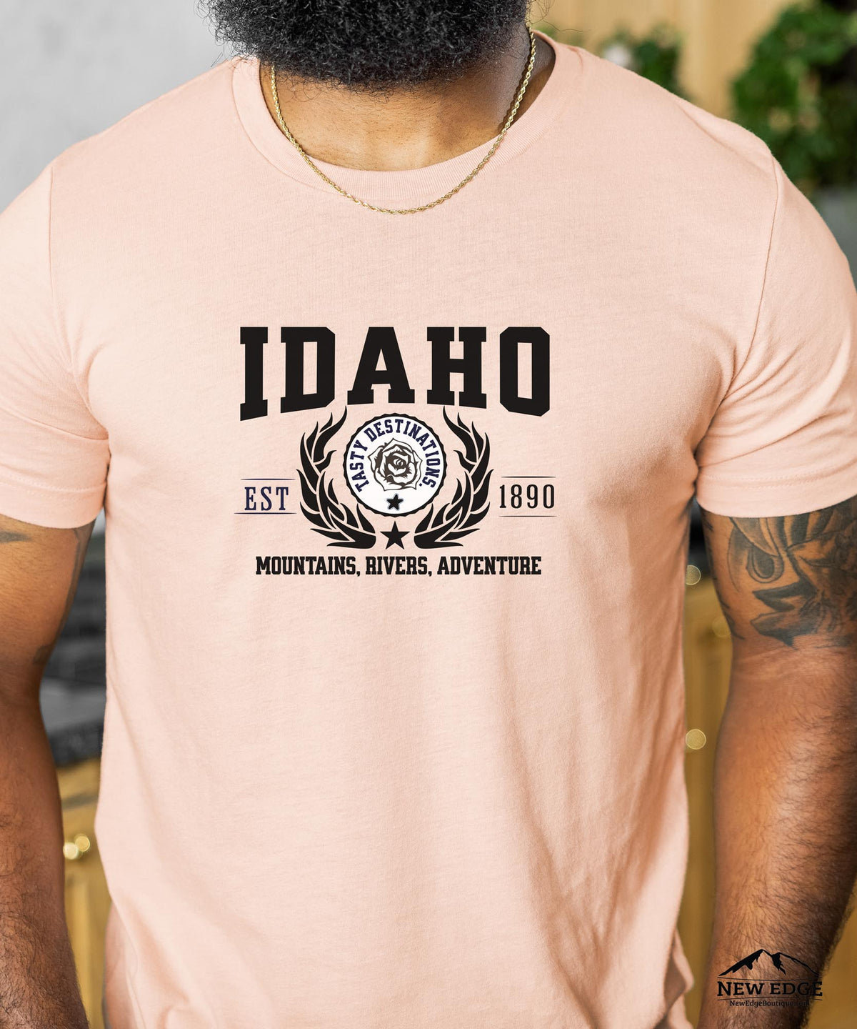 Idaho State - &quot;Mountains, Rivers, Adventure&quot; Slogan T-Shirt for Nature Lovers &amp; Outdoor Enthusiasts