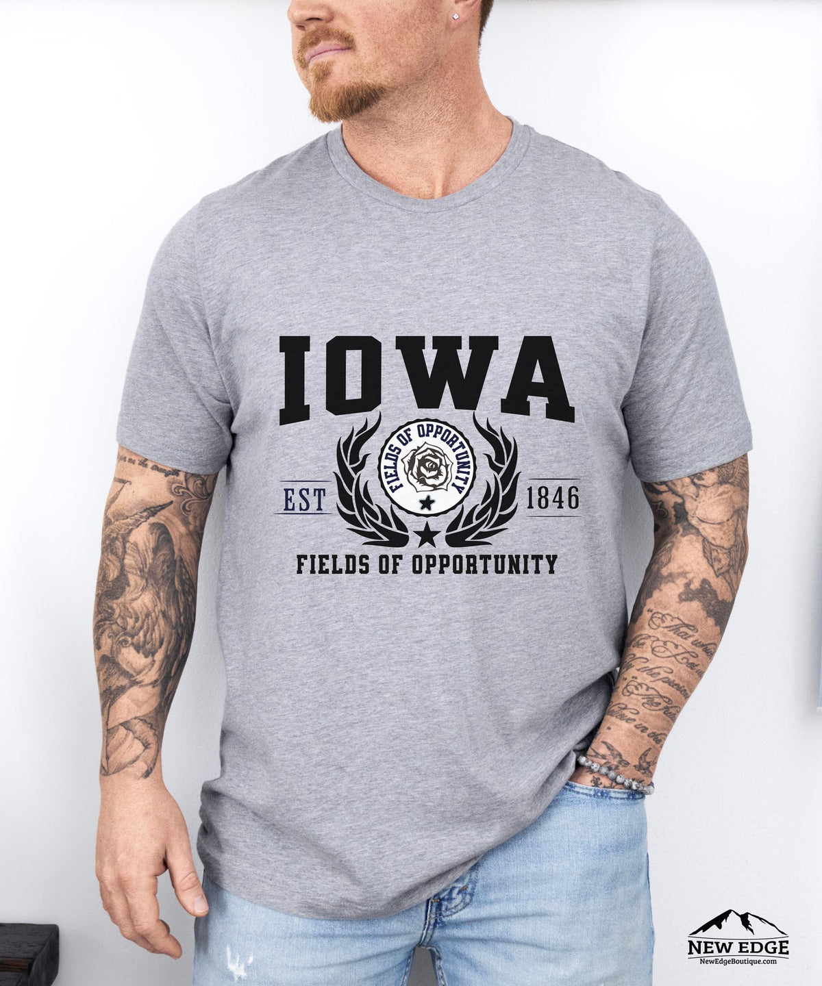 Iowa State - &quot;Fields of Opportunity&quot; Slogan T-Shirt for Proud Iowans &amp; Farm Country Lovers