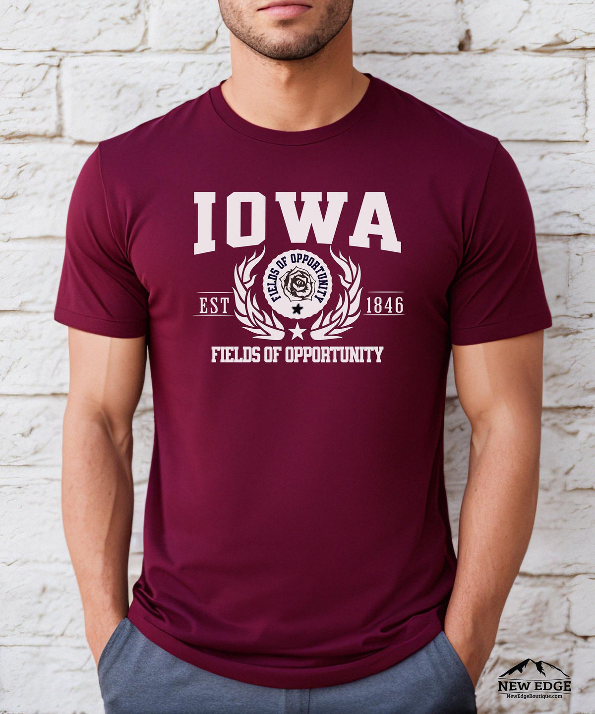 Iowa State - &quot;Fields of Opportunity&quot; Slogan T-Shirt for Proud Iowans &amp; Farm Country Lovers