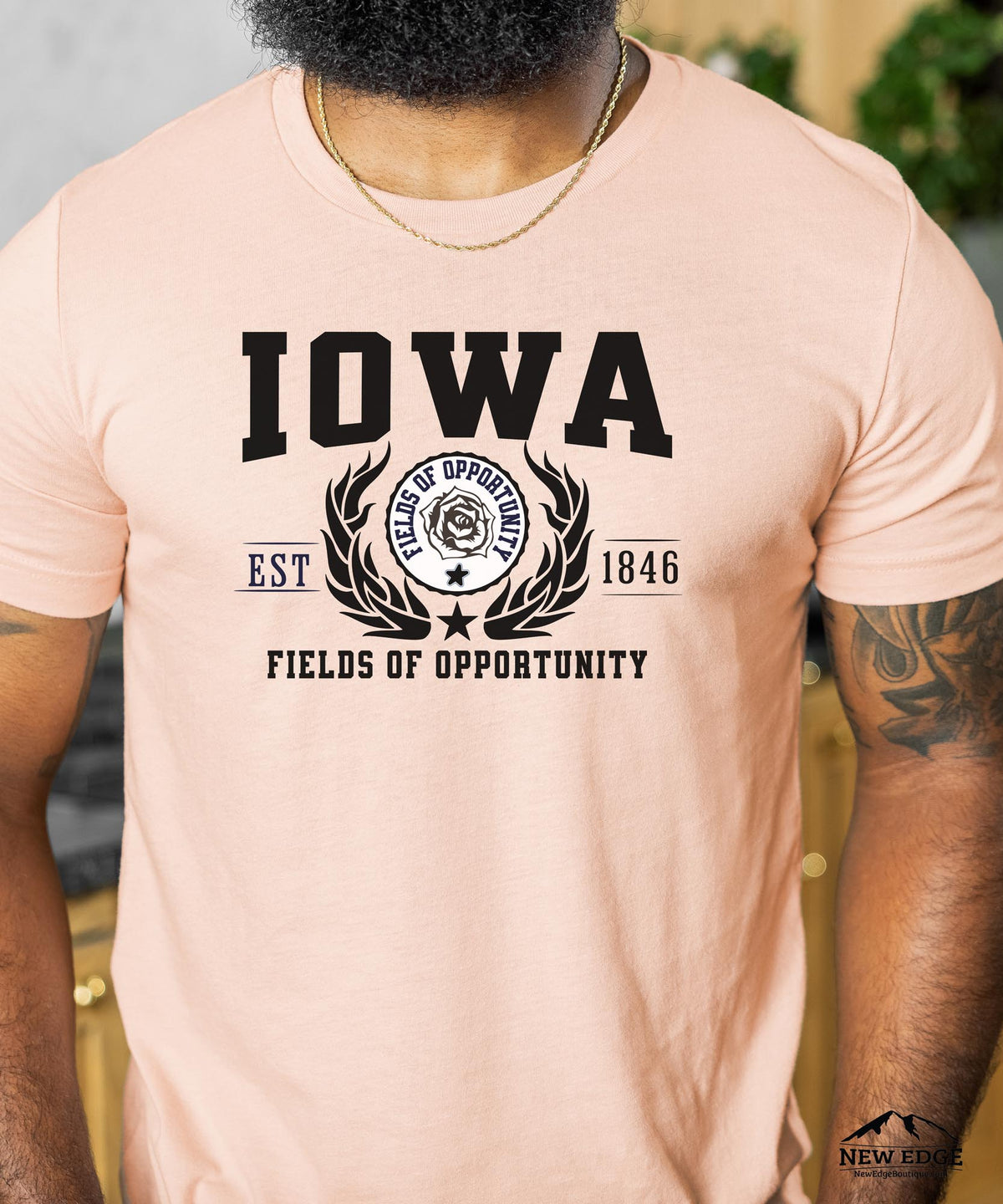 Iowa State - &quot;Fields of Opportunity&quot; Slogan T-Shirt for Proud Iowans &amp; Farm Country Lovers