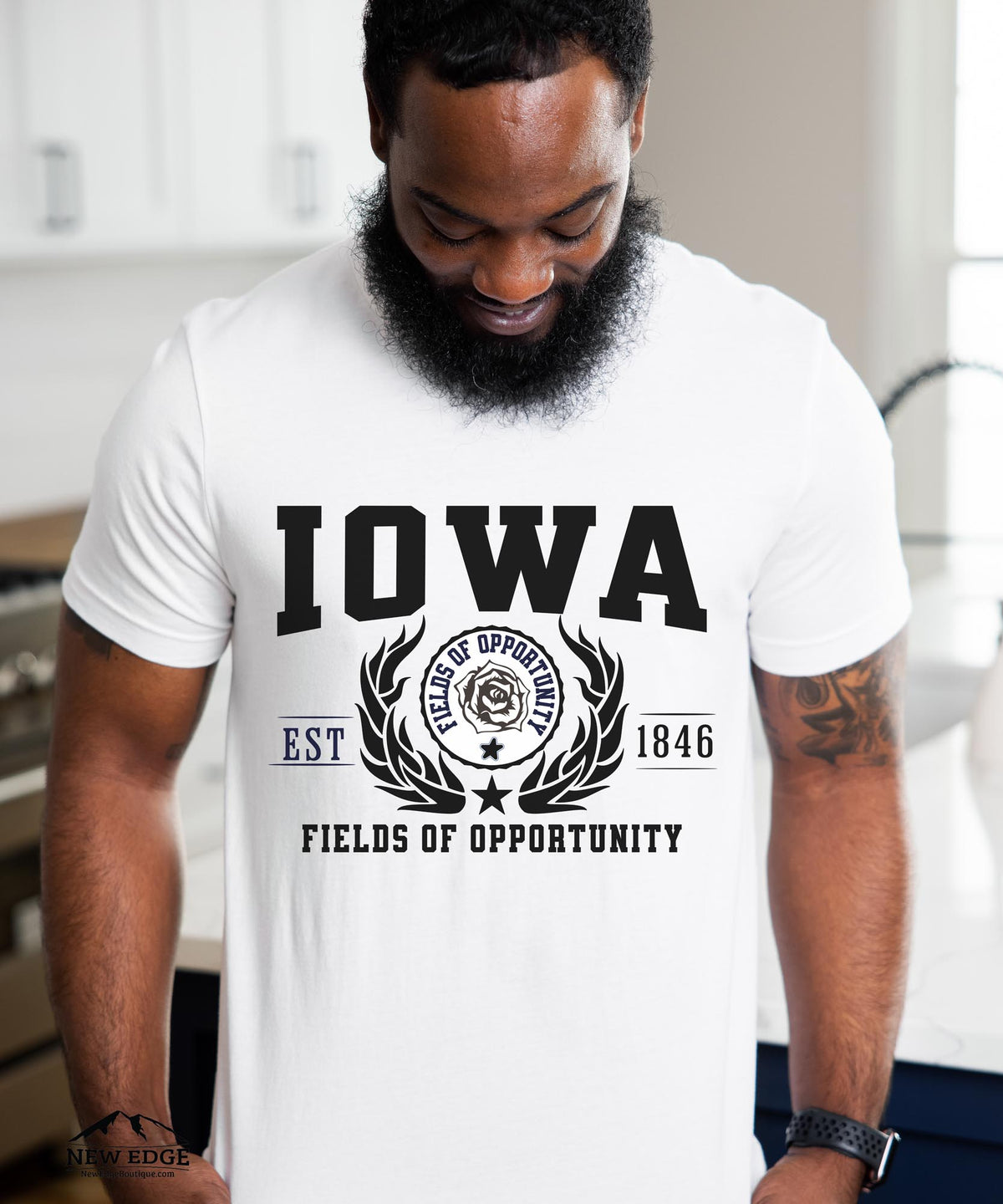 Iowa State - &quot;Fields of Opportunity&quot; Slogan T-Shirt for Proud Iowans &amp; Farm Country Lovers