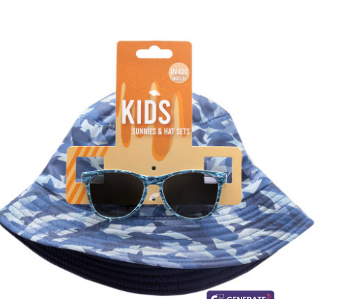 &quot;KID&#39;S SUMMER ESSENTIALS: NEW EDGE KHSG18 BUCKET HAT AND SUNGLASSES COMBO SET&quot;